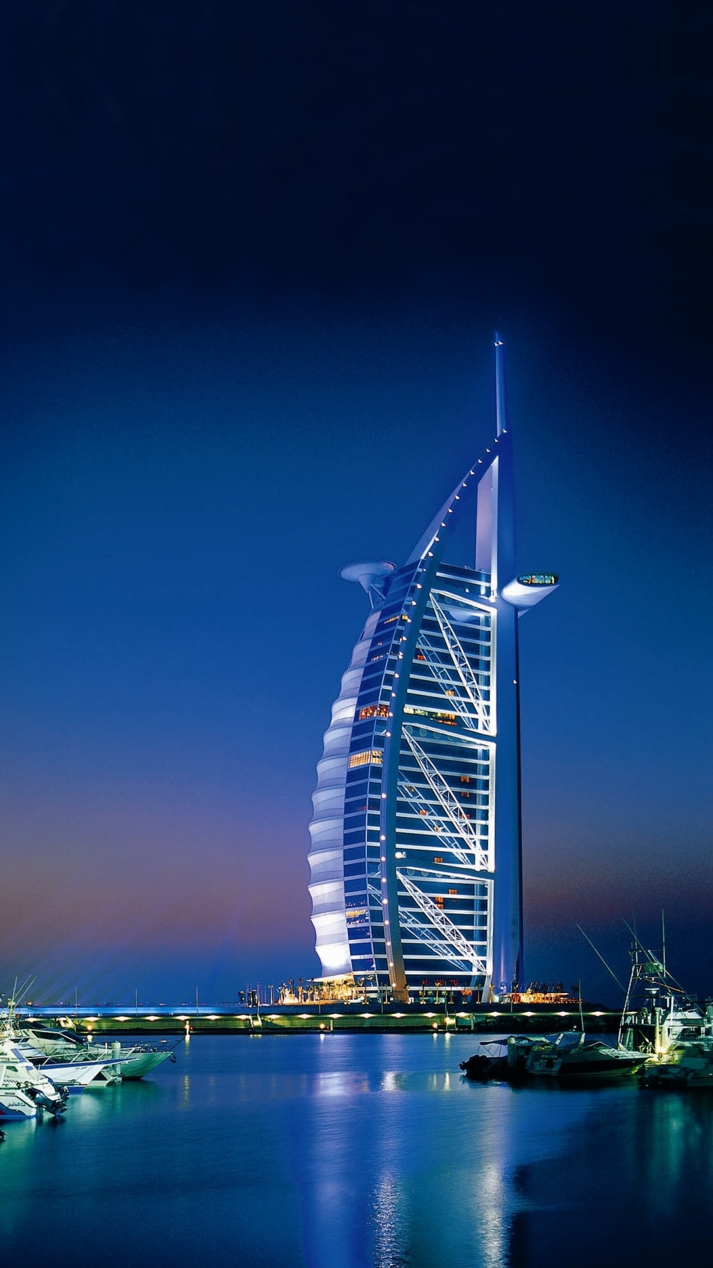 Burj Al Arab, Dubai, Emirati Arabi Uniti, Notte, sfondo per iPhone e Android