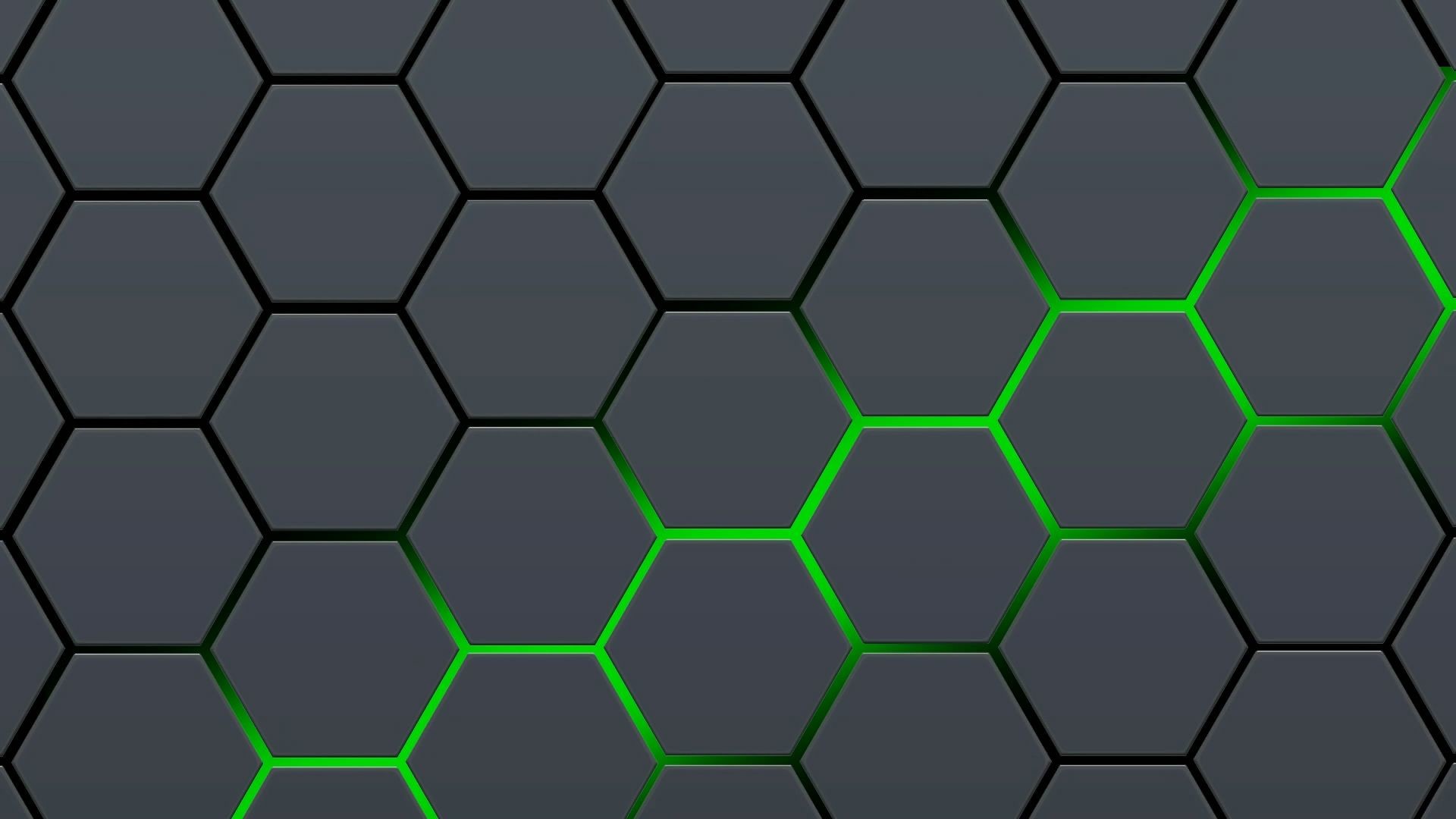 Esagoni, Nido d'ape, Luce verde, Geometrico, Full HD, sfondo per PC e portatile