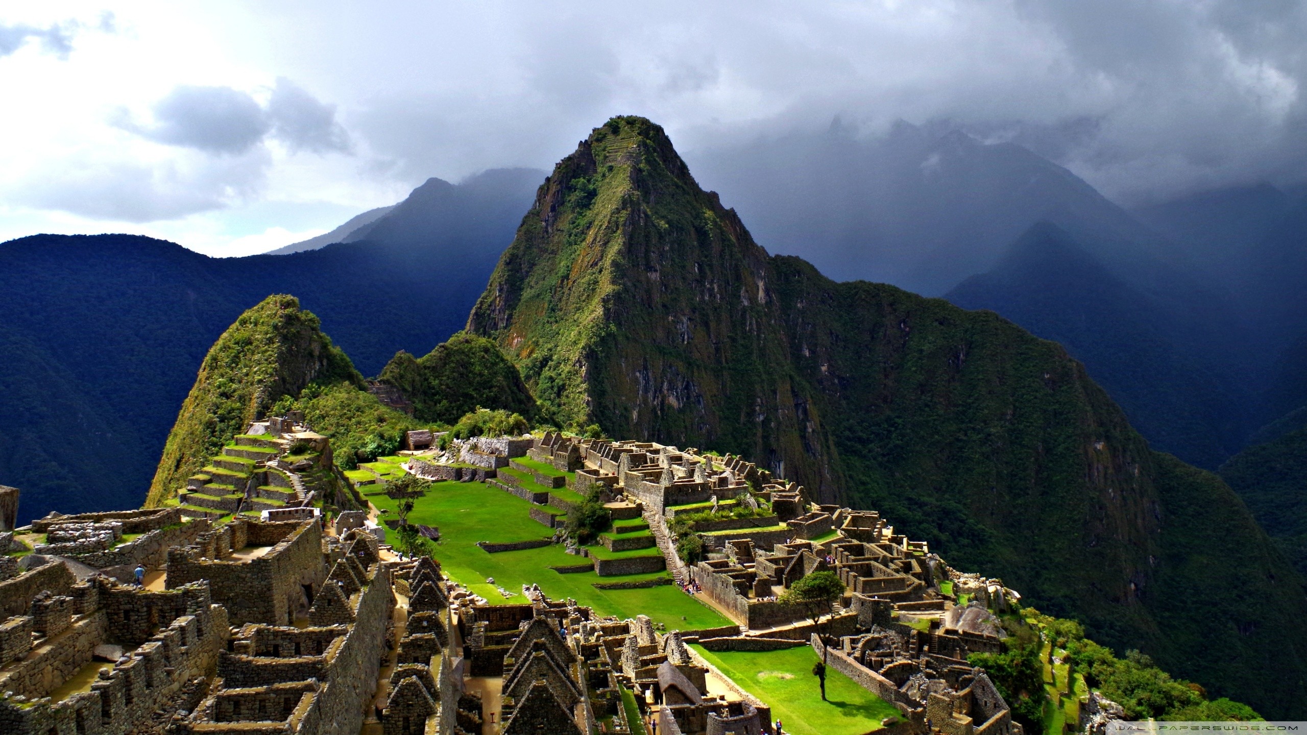 Machu Picchu, Huayna Picchu, Perù, Cielo tempestoso, 2K, wallpaper per PC