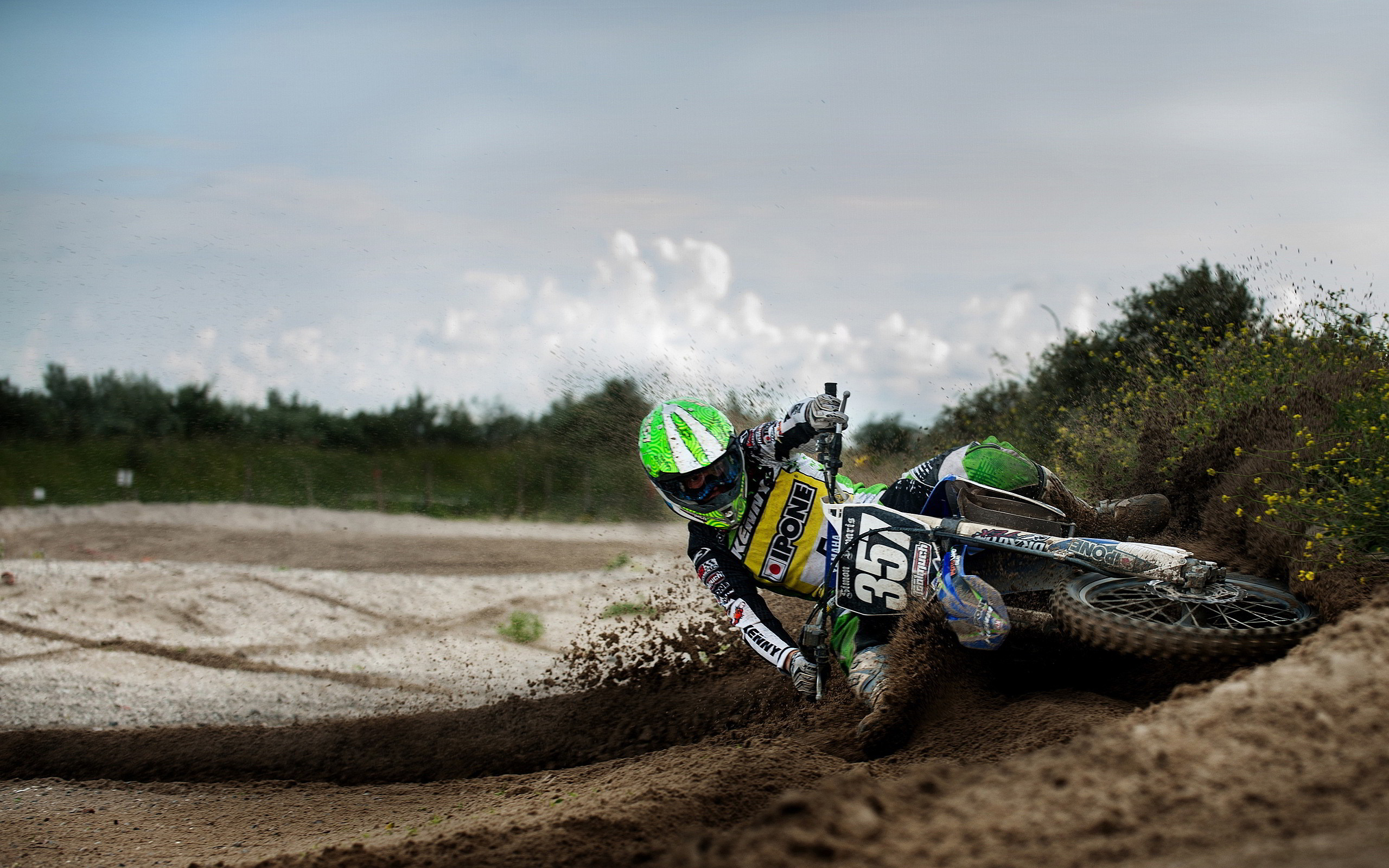 Kawasaki KX, Motocross, Curva, Sabbia, 2K, sfondo per portatile