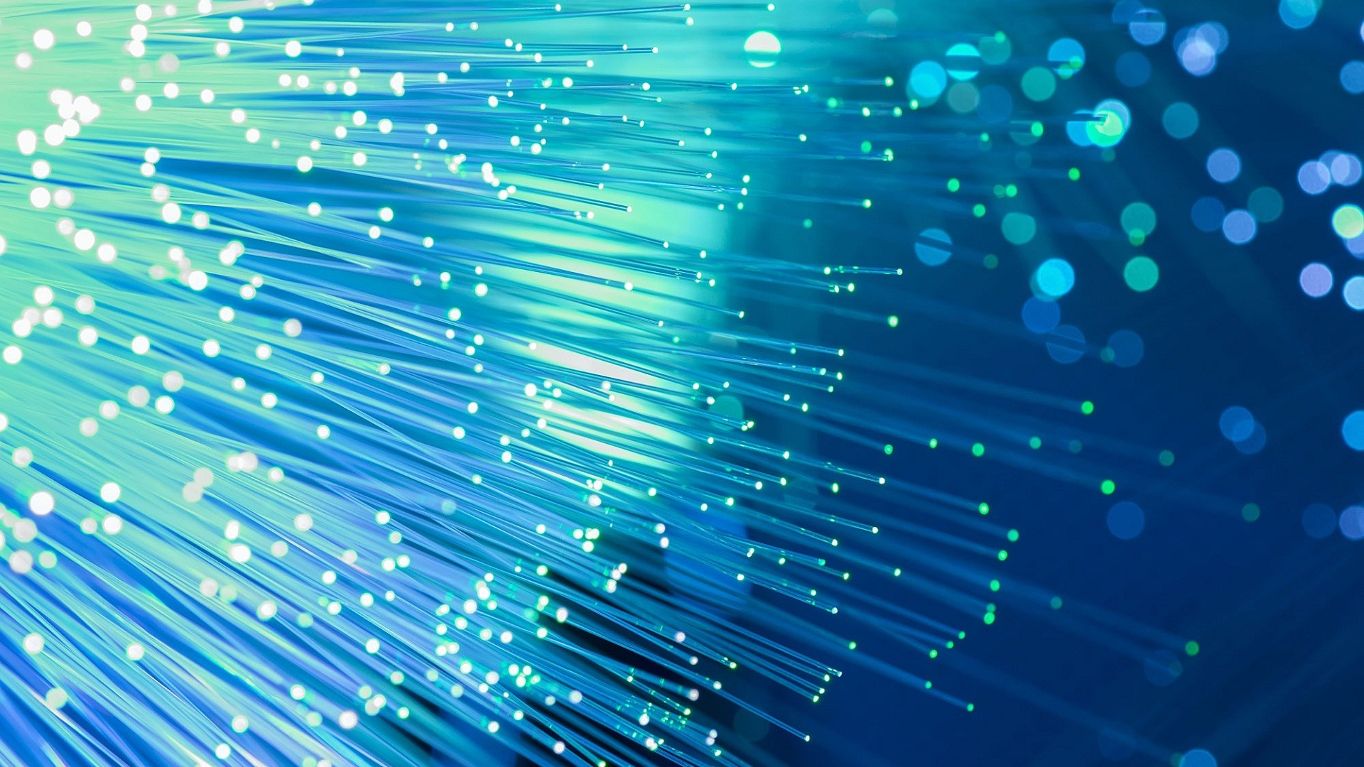 Fibra ottica, Bokeh, Verde acqua, Full HD, sfondo per PC