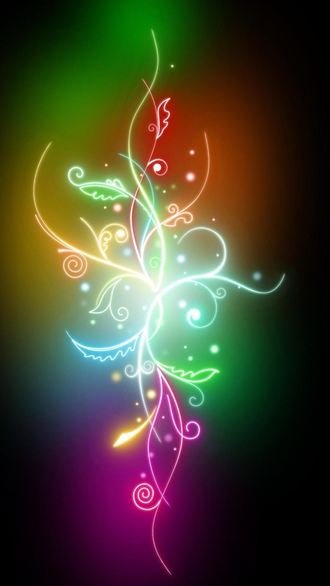 Ghirigori luminosi, Neon, Sfondo nero, wallpaper LG G2