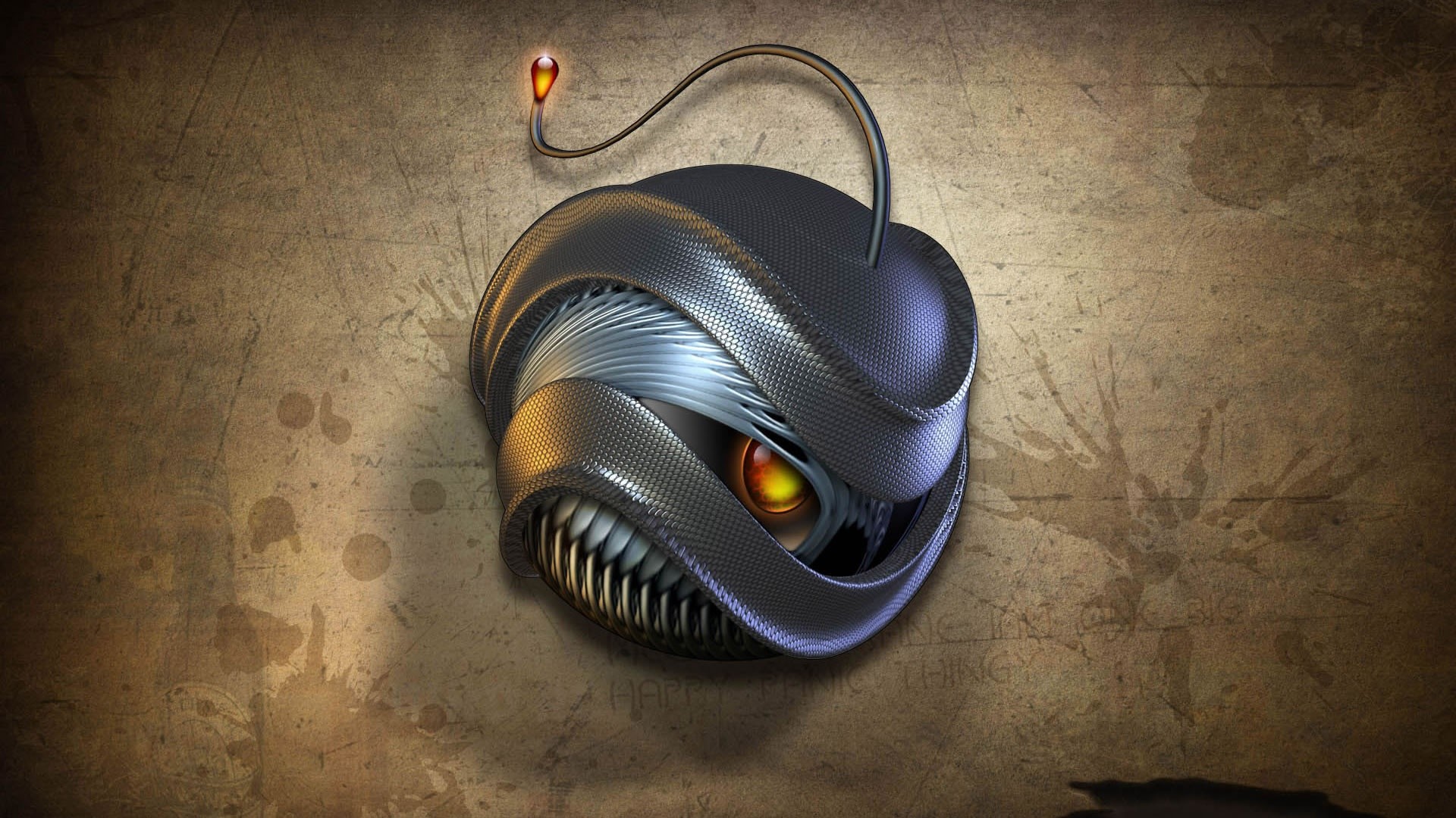Pesce abissale, Rana pescatrice, Arte digitale, Metallo, 1920x1080, immagine di sfondo