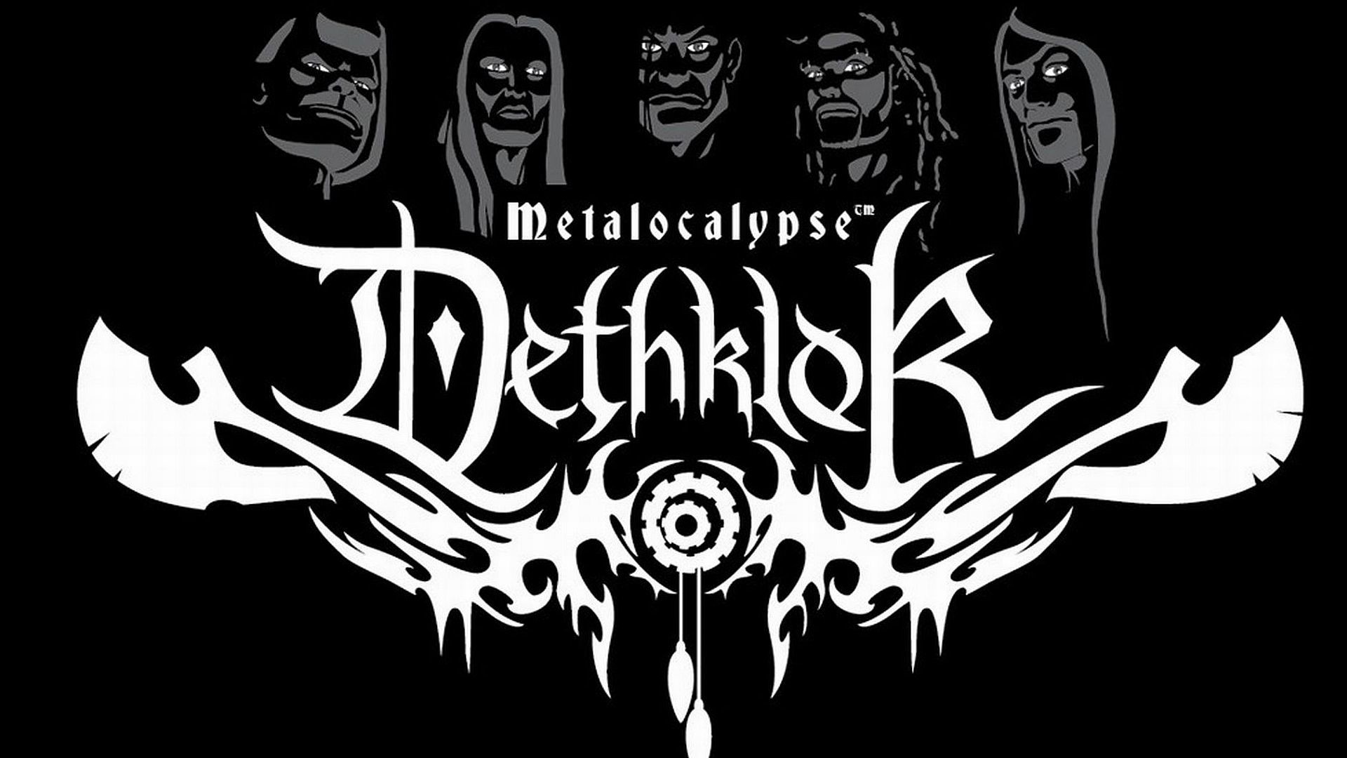 Dethklok, Metalocalypse, Logo, Sfondo nero, 1920x1080, wallpaper desktop