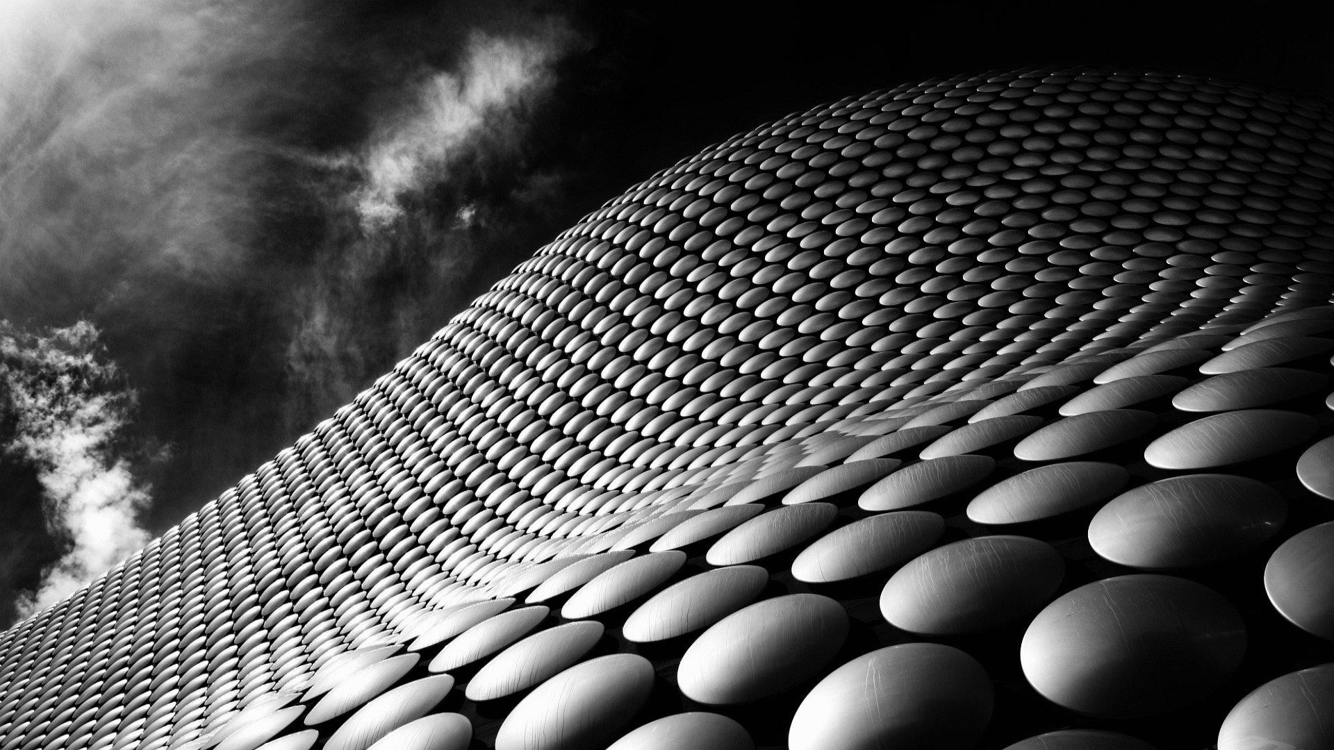 Selfridges Birmingham, Architettura, Bianco e nero, Dischi, Full HD 1080p, sfondo desktop