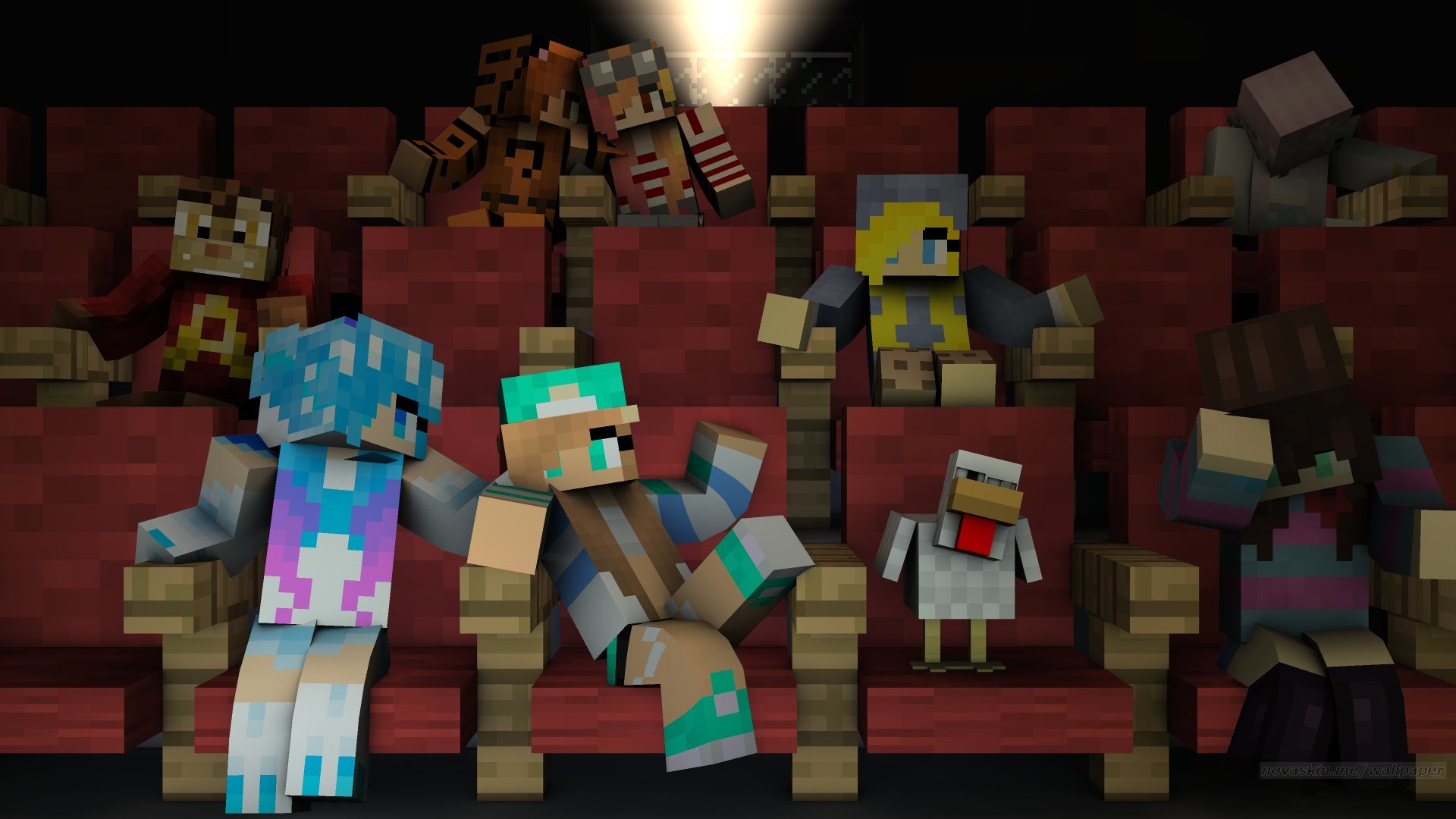 Minecraft, Skin, Cinema, Pubblico, Gallina, Full HD, wallpaper per portatile