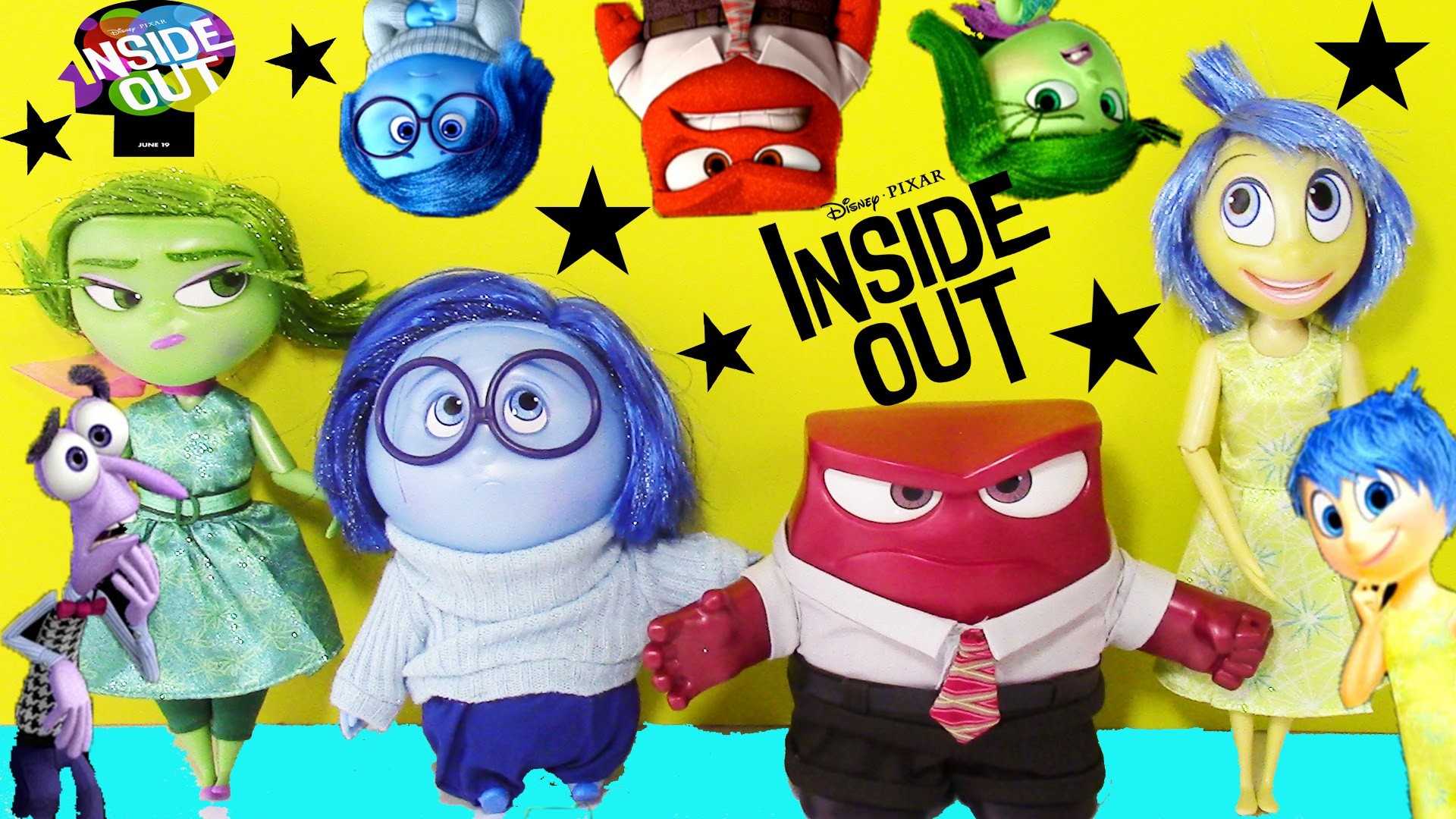 Inside Out, Disgusto, Tristezza, Rabbia, Gioia, Paura, Giocattoli, sfondo desktop 1920x1080