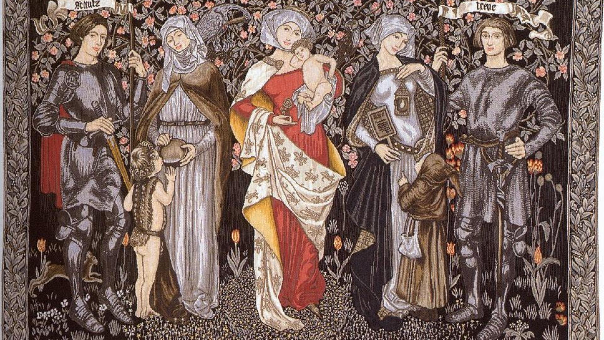 Edward Burne-Jones, William Morris, Arazzo, Cavalieri, Preraffaelliti, wallpaper desktop Full HD
