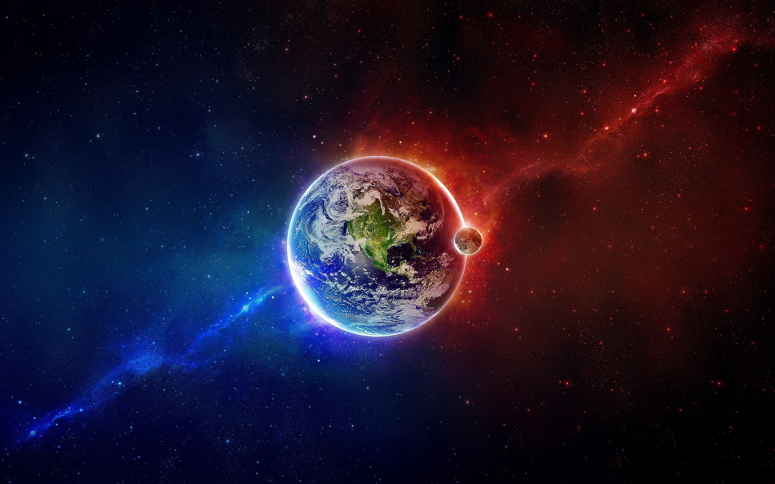 Terra, Nebulosa, Rosso e blu, 2560x1600, sfondo per PC