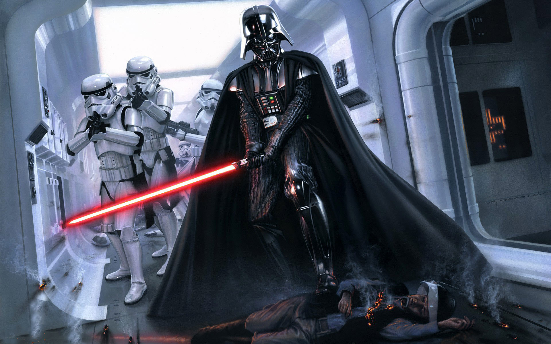 Darth Vader, Stormtrooper, Tantive IV, Spada laser, 1920x1200, immagine di sfondo
