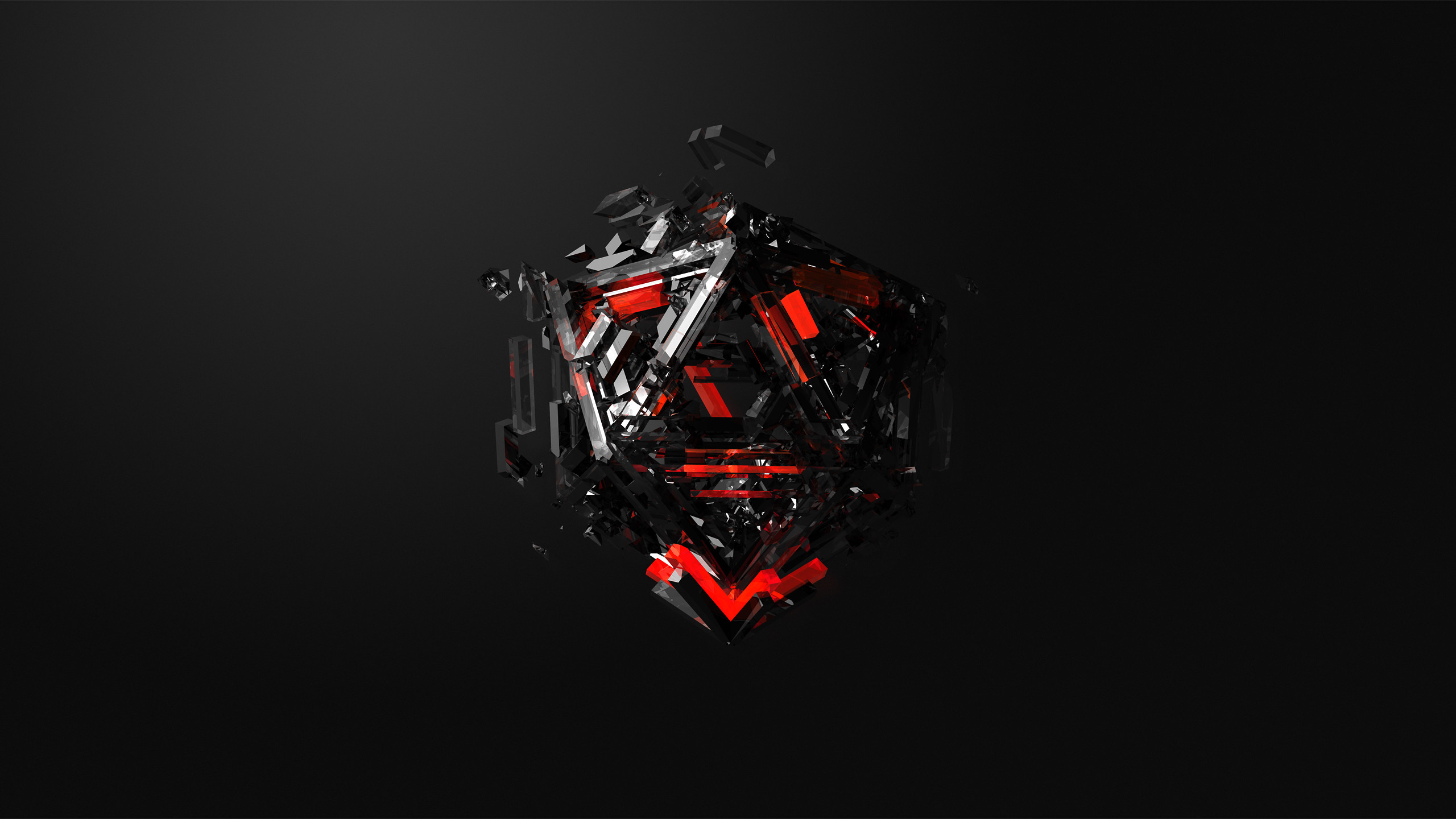 Astratto, Cubo, Rosso e nero, 2K, sfondo desktop