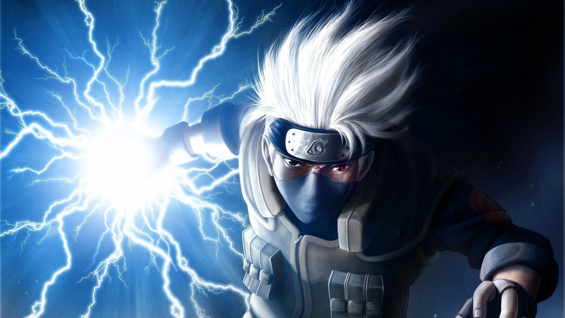 Kakashi Hatake, Chidori, Naruto, Fulmine, Blu, Full HD, sfondo per portatile