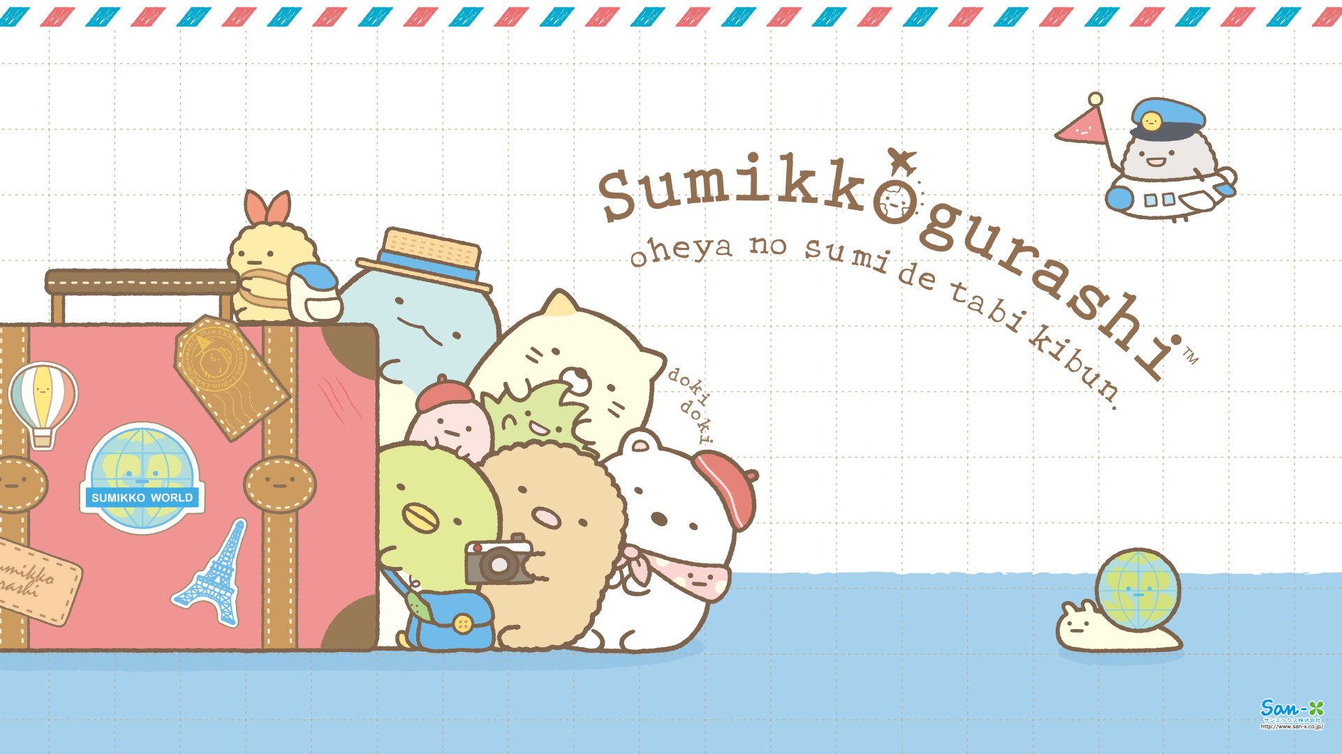 Sumikko Gurashi, San-X, Viaggio, Valigia, Full HD, sfondo desktop