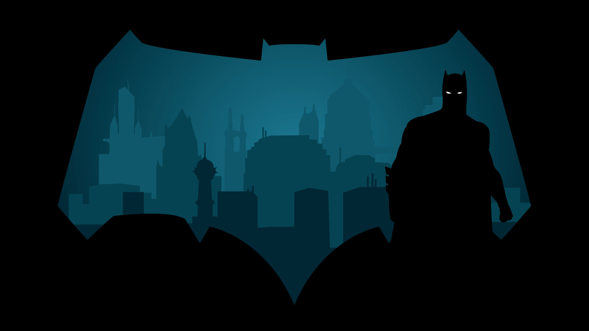 Batman, Simbolo di Batman, Gotham City, Silhouette, Minimalista, sfondo Full HD per portatile