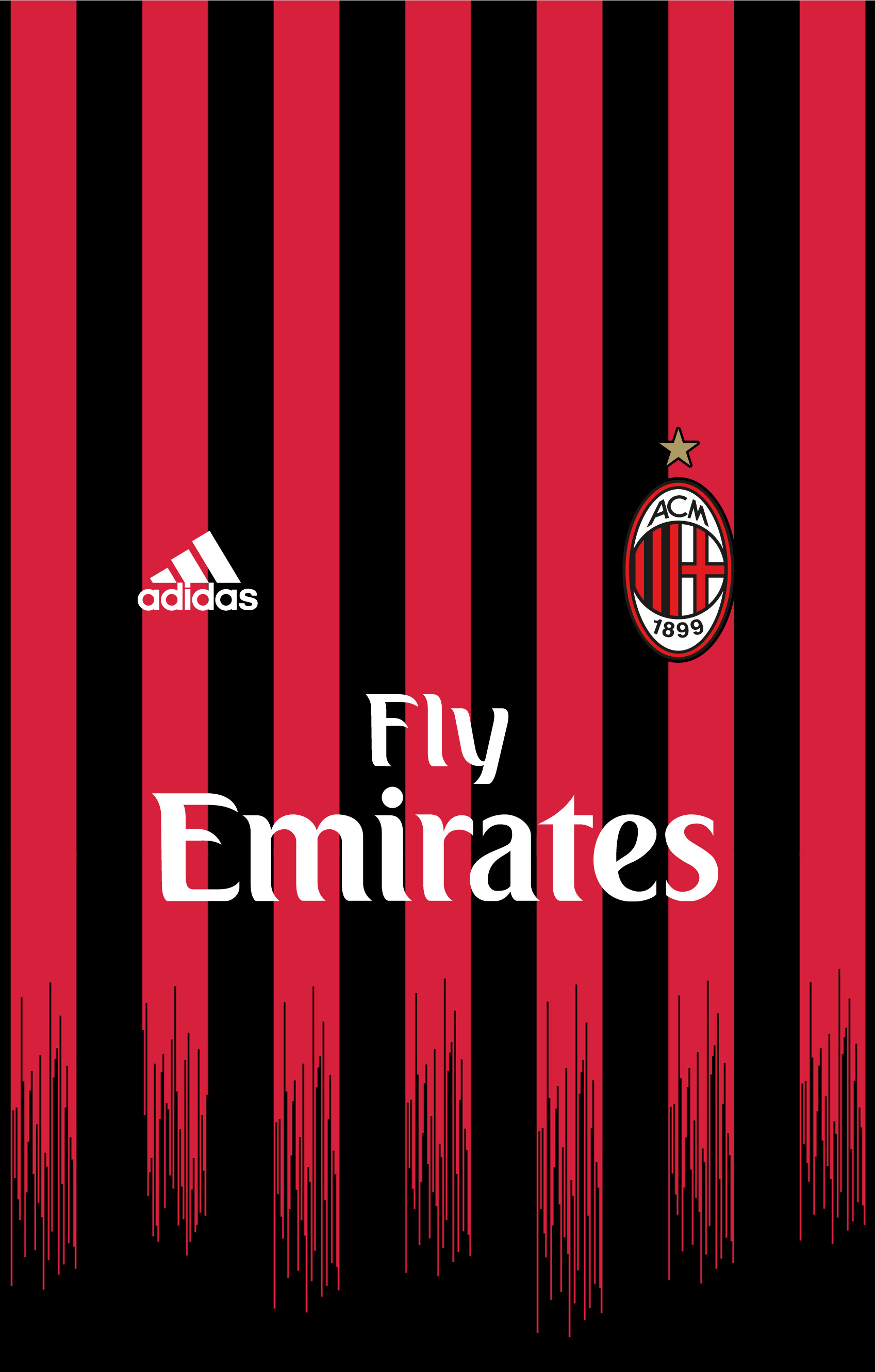 AC Milan, Maglia, Fly Emirates, Adidas, Rossonero, QHD+, wallpaper per smartphone