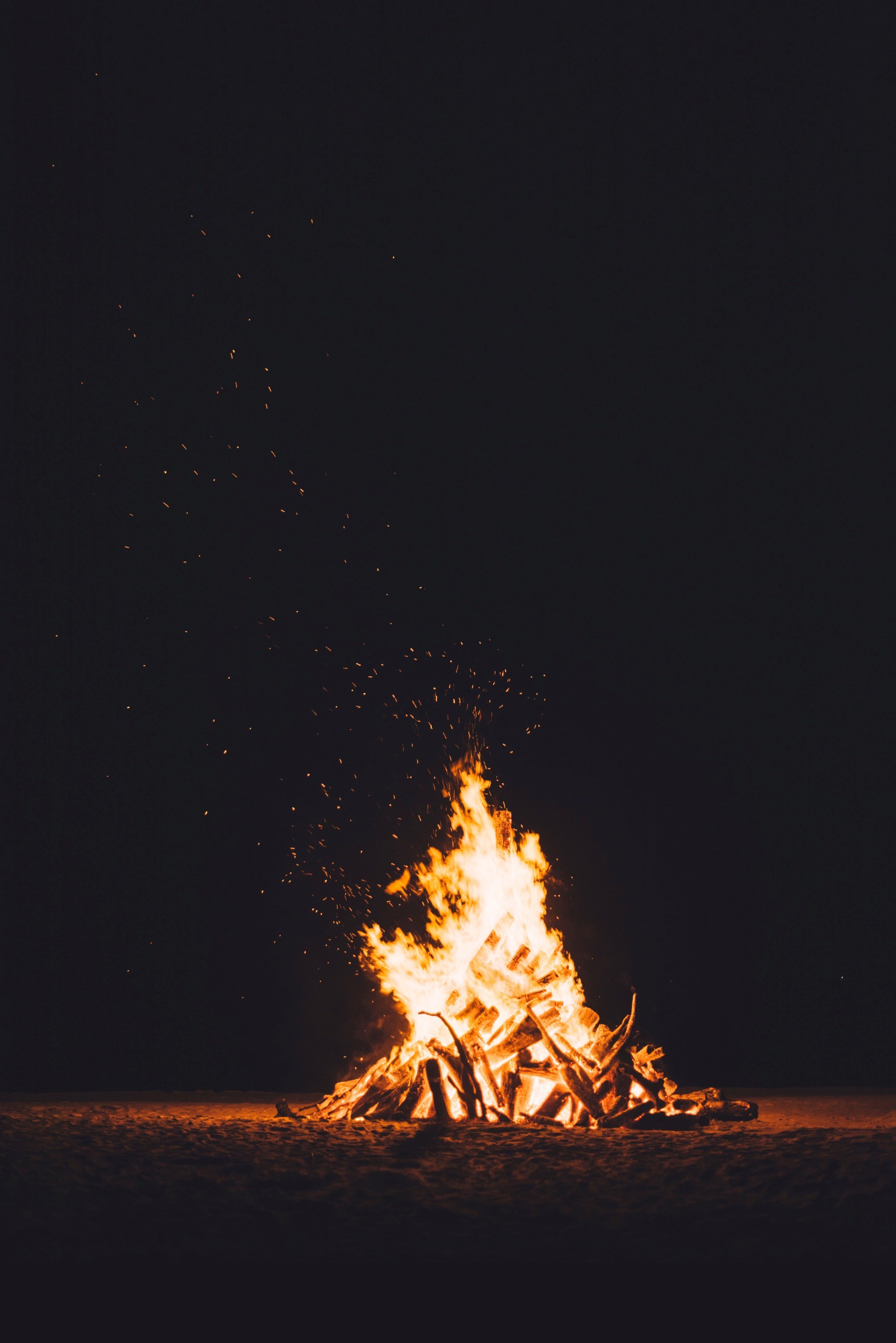Falò, Notte, Fuoco, QHD+, wallpaper per smartphone