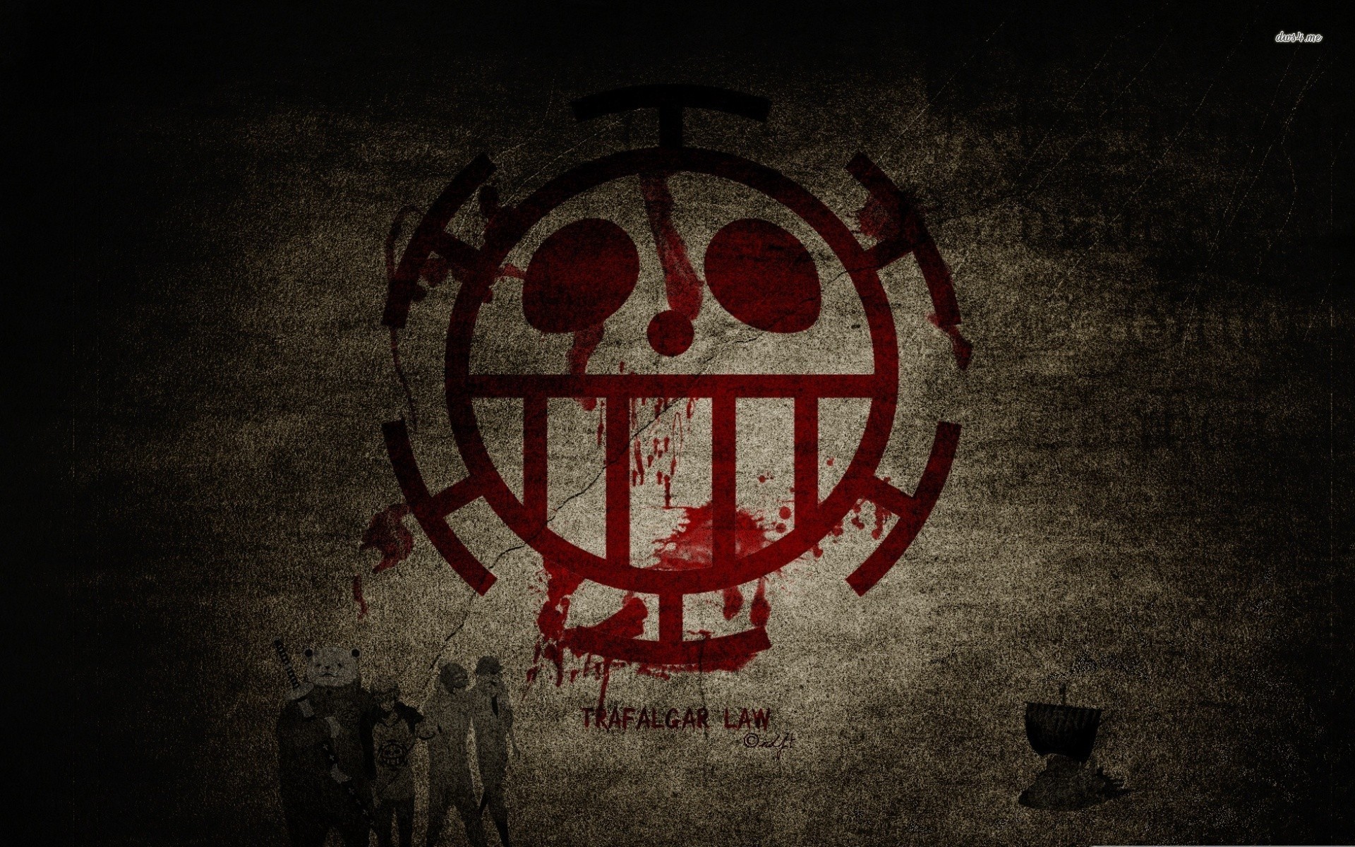 Trafalgar Law, Jolly Roger dei pirati Heart, Logo, One Piece, Grunge, sfondo MacBook Air