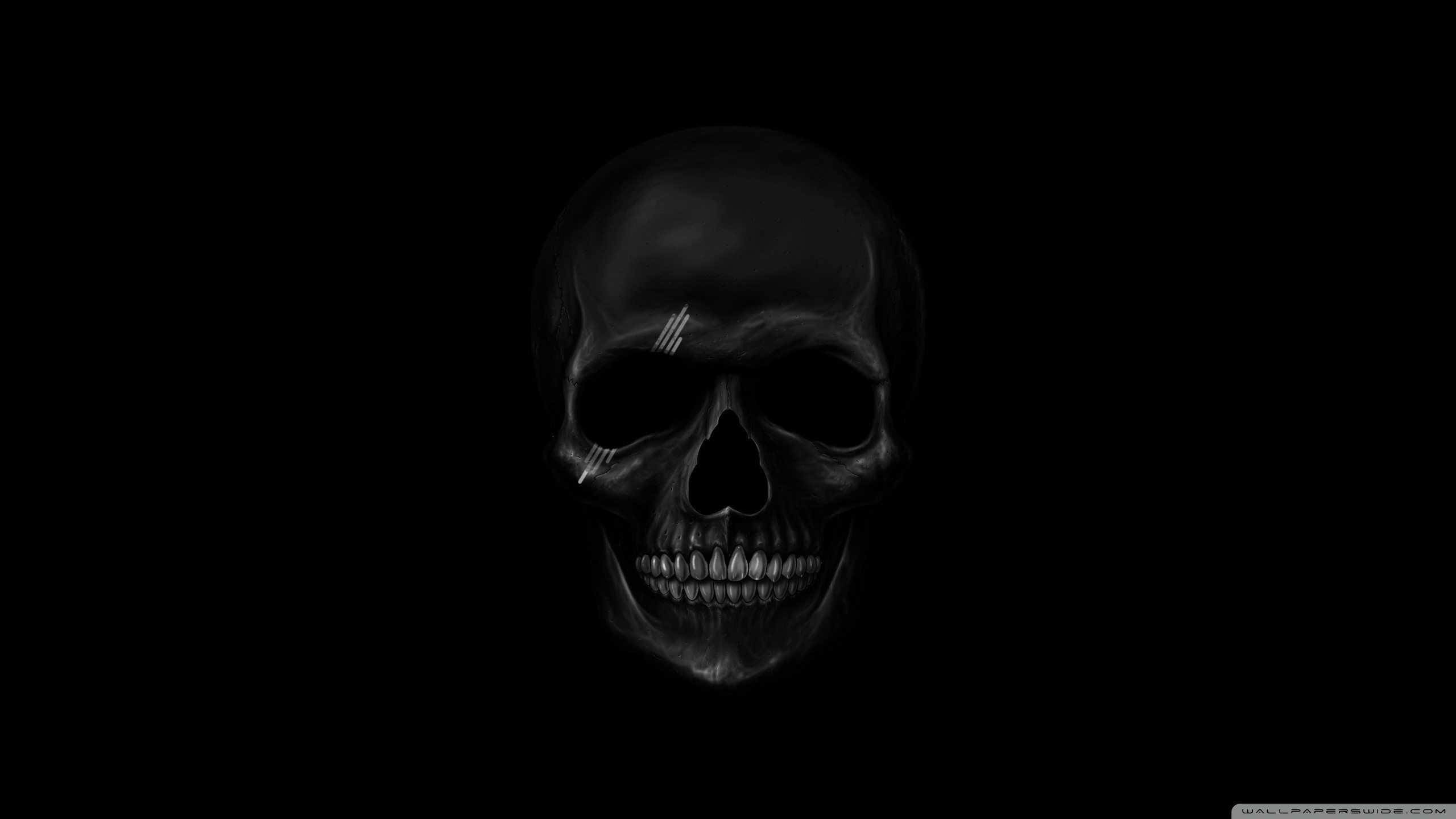 Teschio, Sfondo nero, Minimalista, Buio, 2560x1440, wallpaper desktop