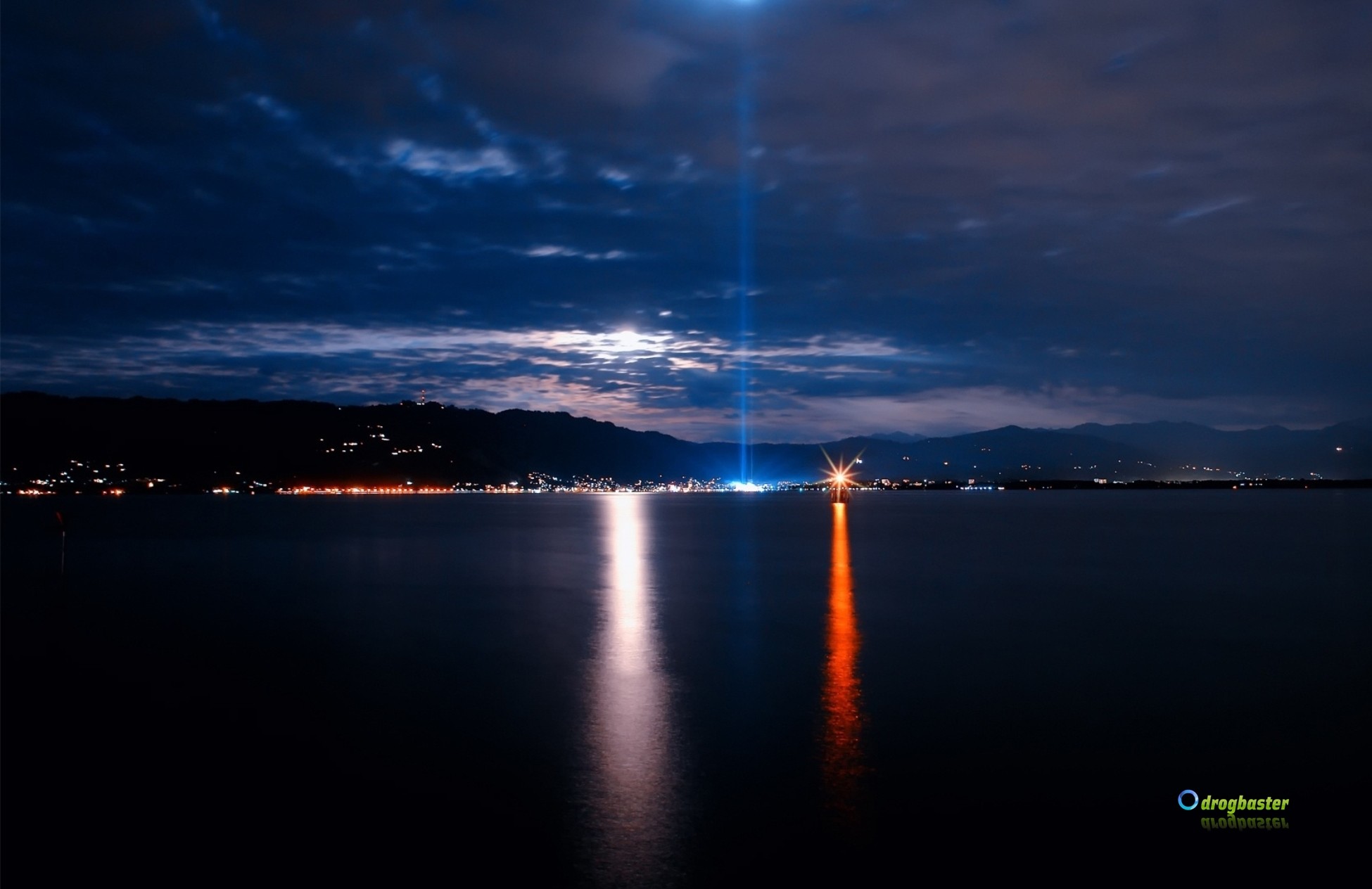 Lago, Luci, Riflesso, Nuvole, Notte, Full HD, sfondo per portatile