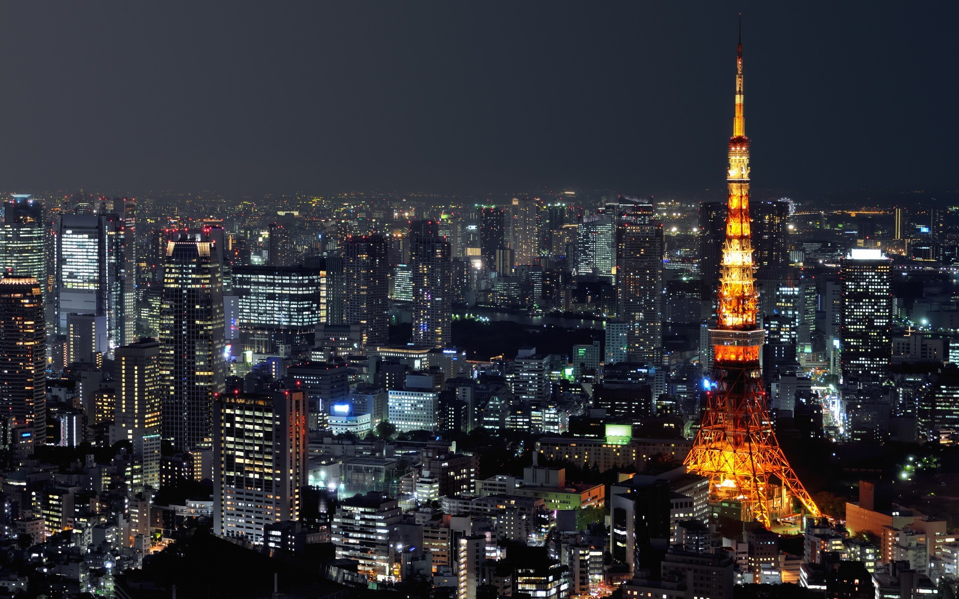 Tokyo Tower, Tokyo, Skyline notturno, Full HD, sfondo per PC