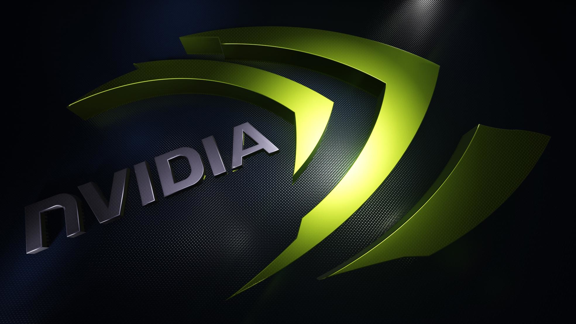 Logo Nvidia, Nvidia, 3D, Giallo, 16:9 Full HD, sfondo widescreen