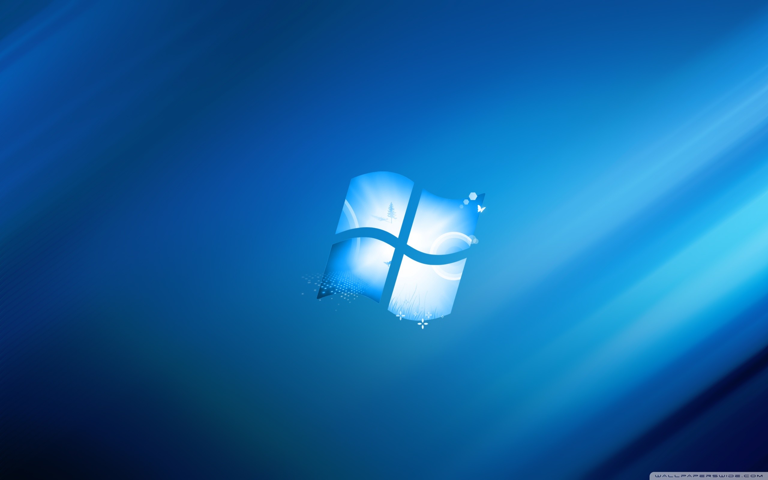Windows 7, Logo, Blu, sfondo 2K per desktop
