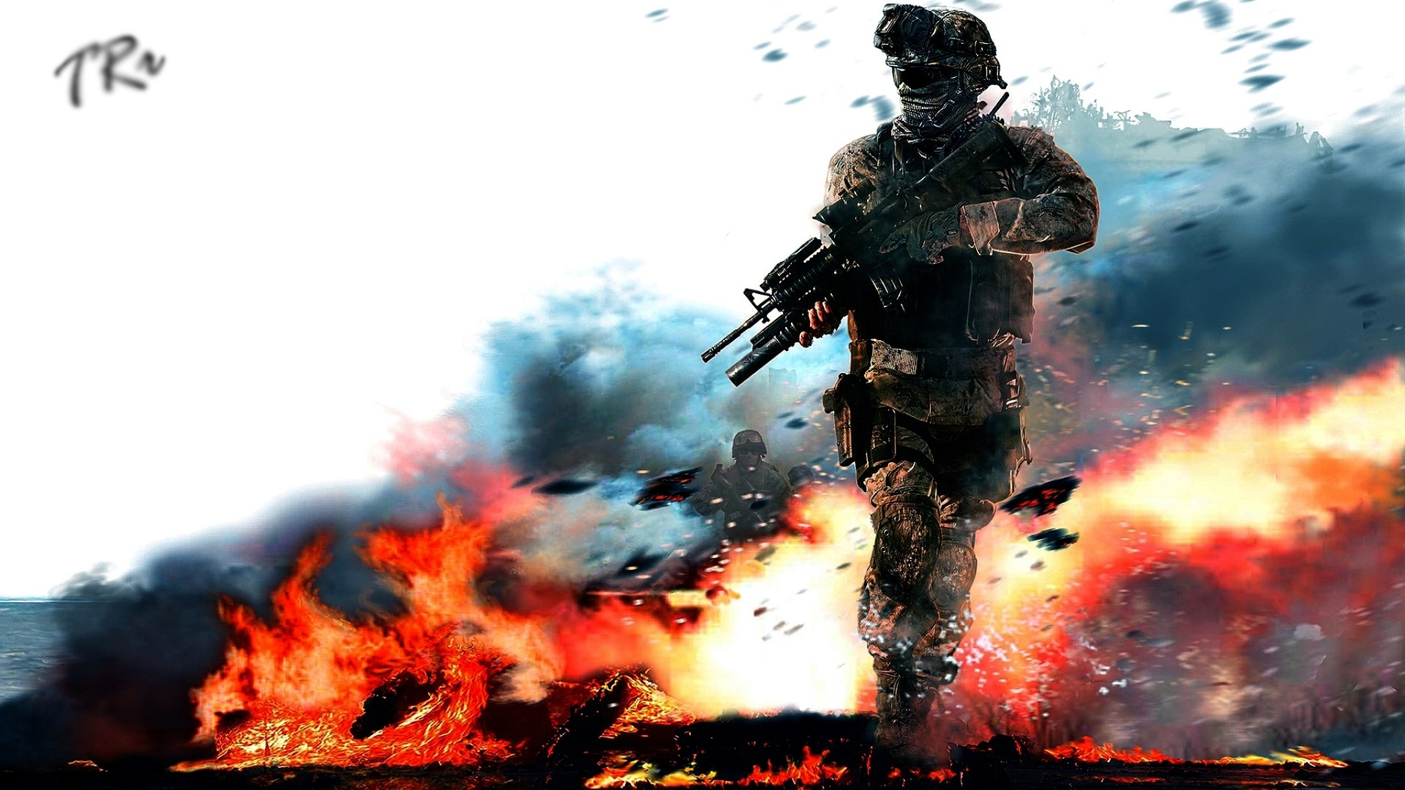 Call of Duty, Soldato, Esplosione, Fiamme, Full HD, sfondo Windows 11