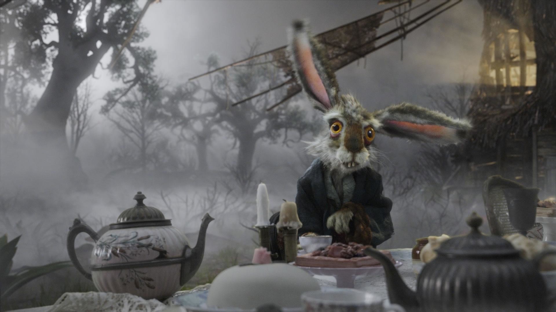 Leprotto Bisestile, Alice in Wonderland (2010), Teiera, Nebbia, Tea party, sfondo desktop Full HD