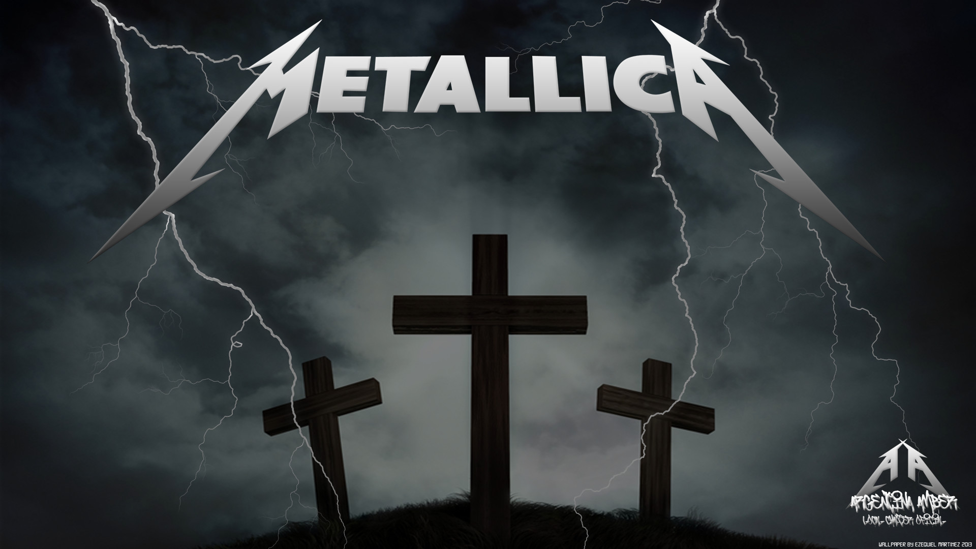 Metallica, Master of Puppets, Croci, Fulmini, Logo, Full HD, sfondo per PC e portatile