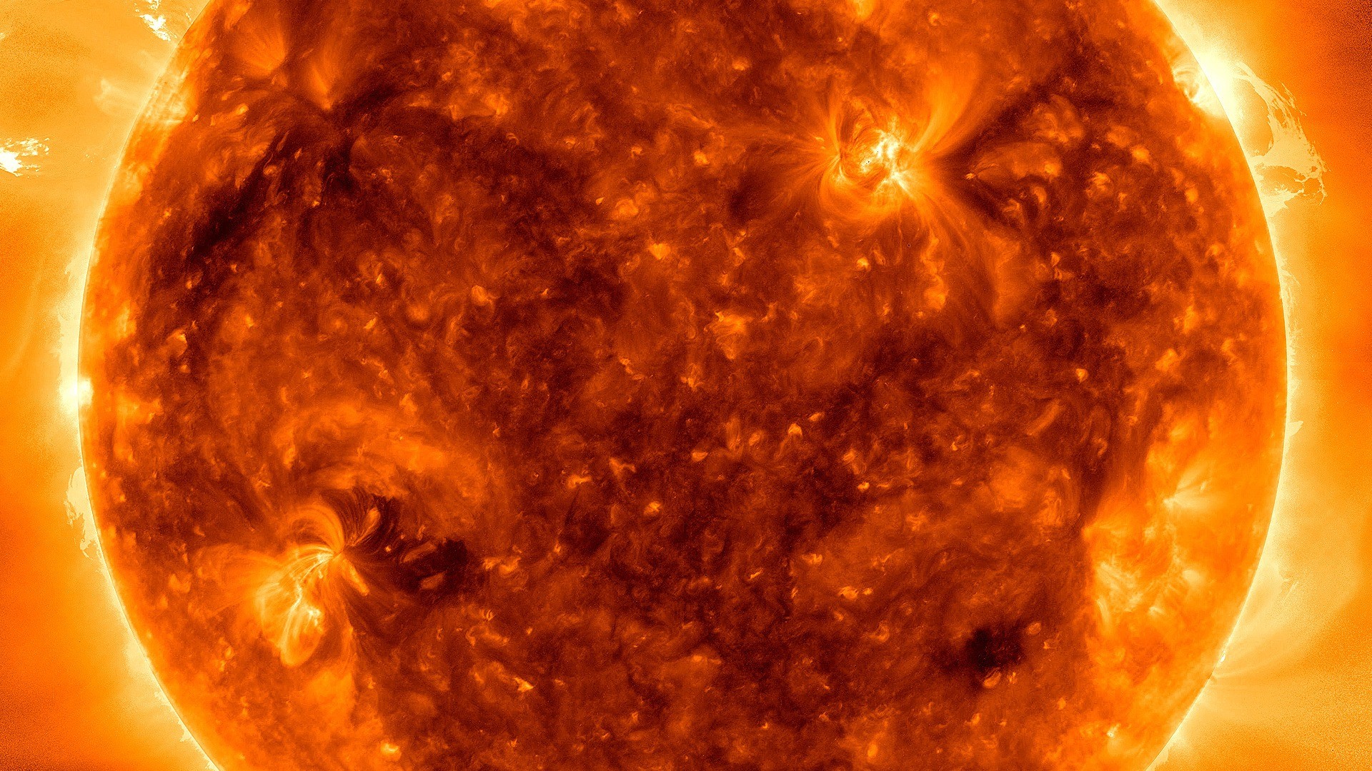 Sole, Superficie solare, Primo piano, Arancione, Full HD 1080p, sfondo desktop