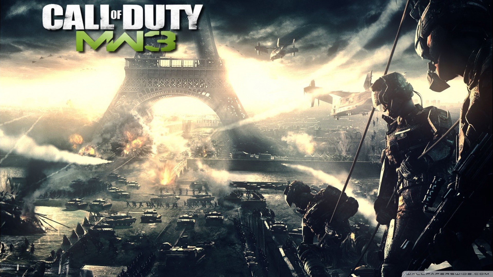 Call of Duty: Modern Warfare 3, Call of Duty, Torre Eiffel, Parigi, Soldato, Esplosione, sfondo desktop