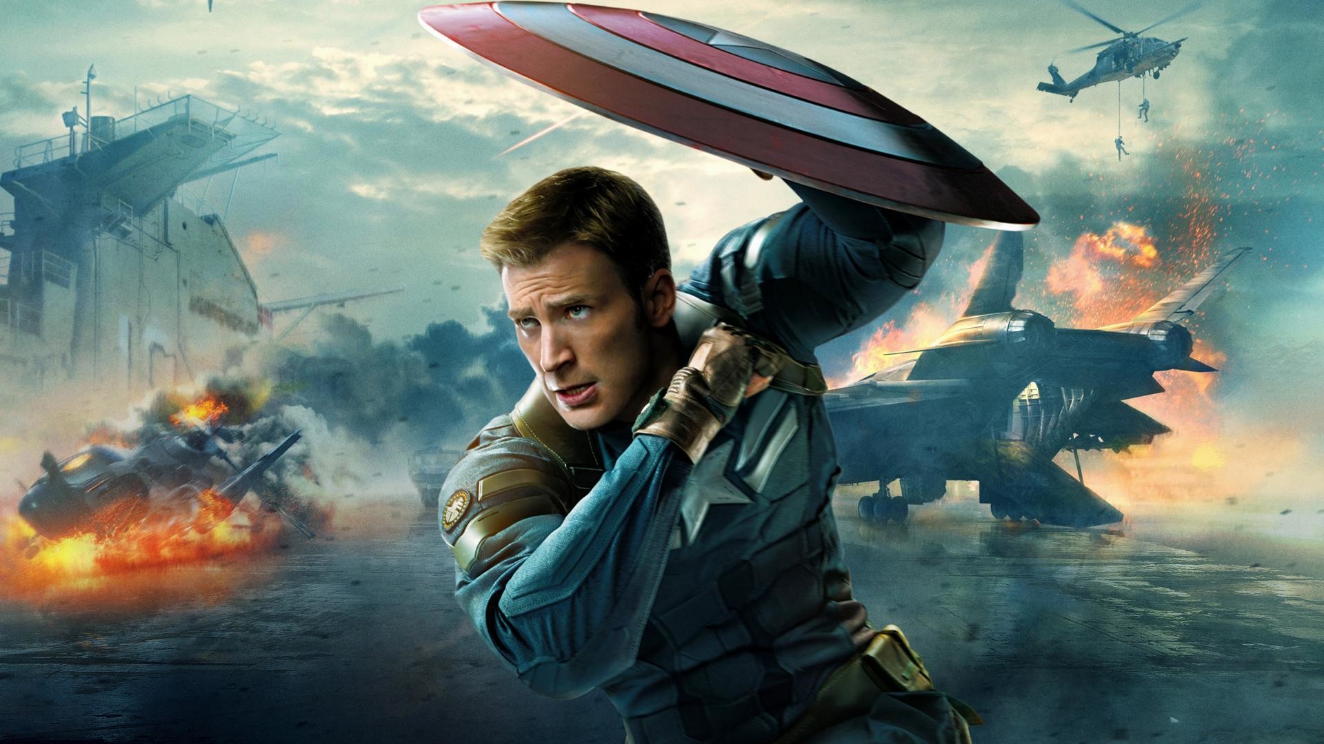 Capitan America, Chris Evans, Captain America: The Winter Soldier, Scudo, Esplosioni, sfondo 1080p