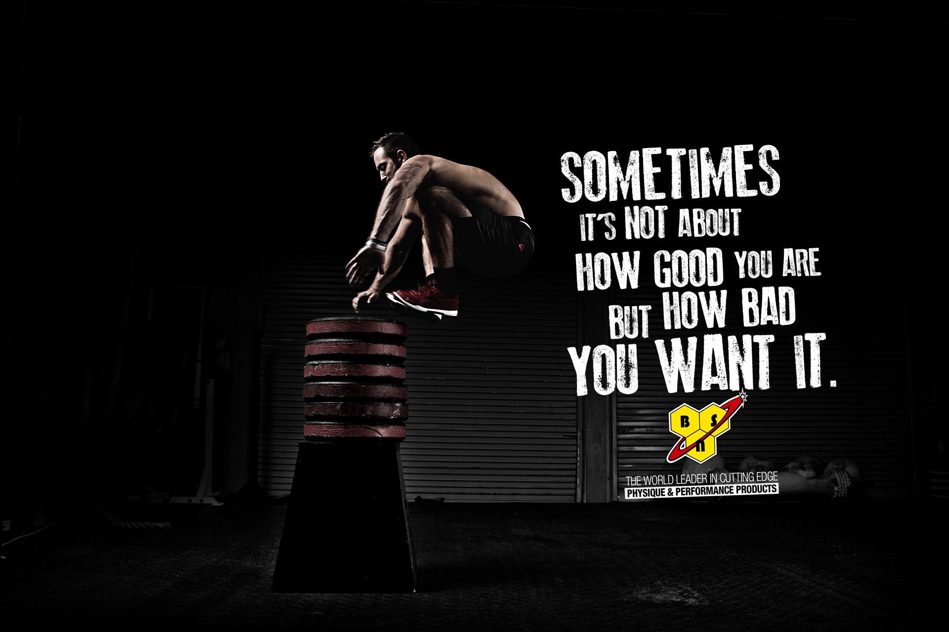 Box jump, Citazione motivazionale, Atleta, Sfondo nero, Full HD, wallpaper desktop