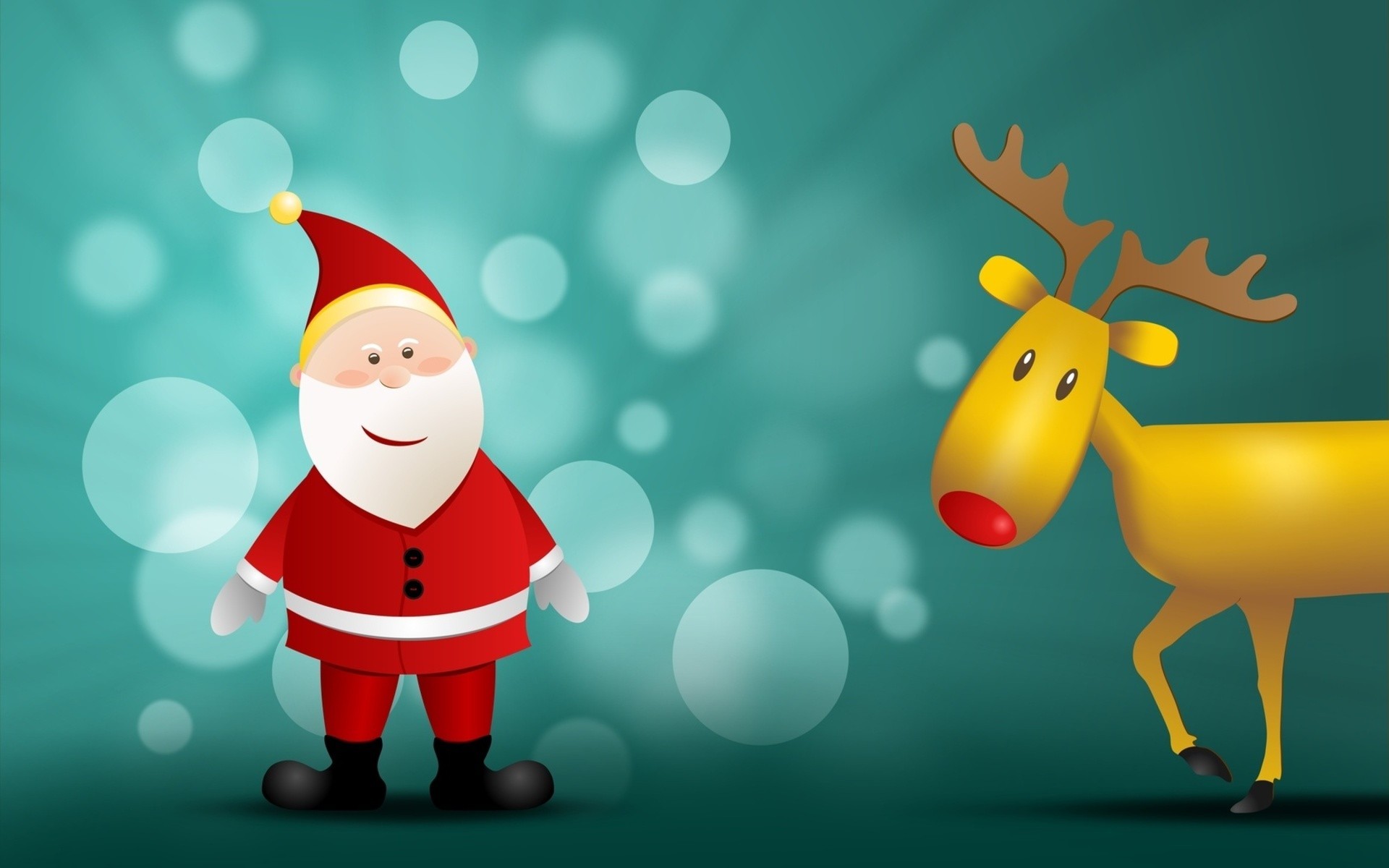 Babbo Natale, Renna, Bokeh, Verde acqua, 1920x1200, sfondo MacBook Pro