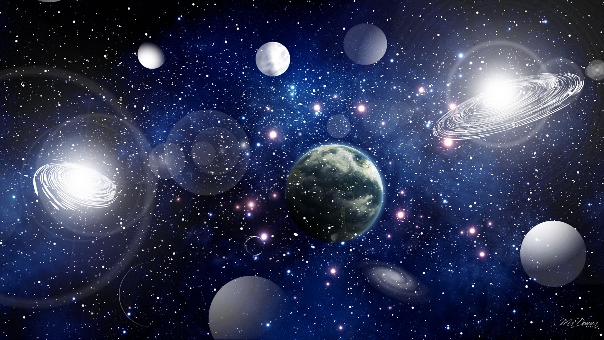Pianeti, Galassie, Universo, Arte digitale, 1920x1080, wallpaper desktop