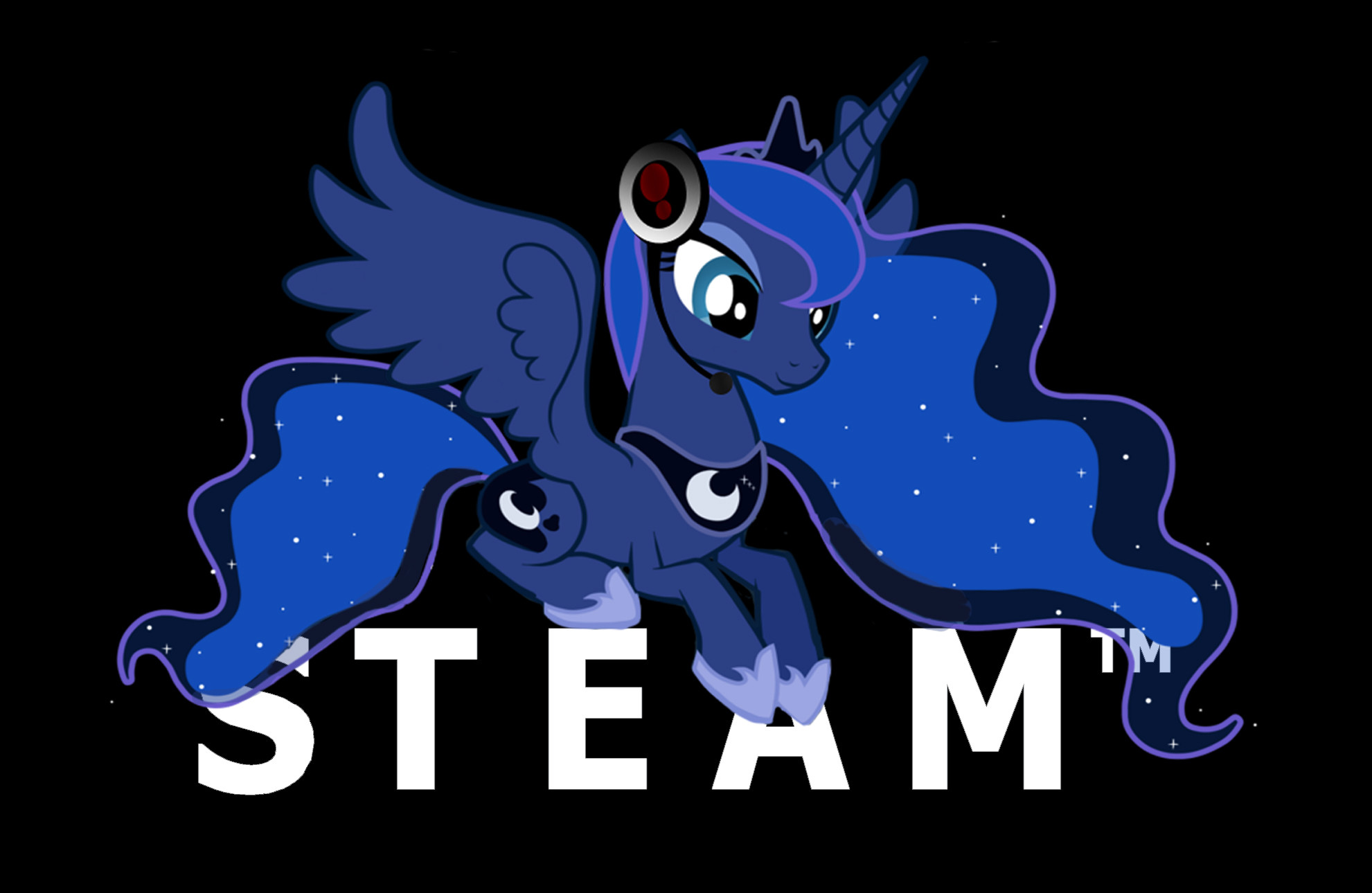 Principessa Luna, My Little Pony, Logo Steam, Steam, Parodia, Full HD, sfondo desktop