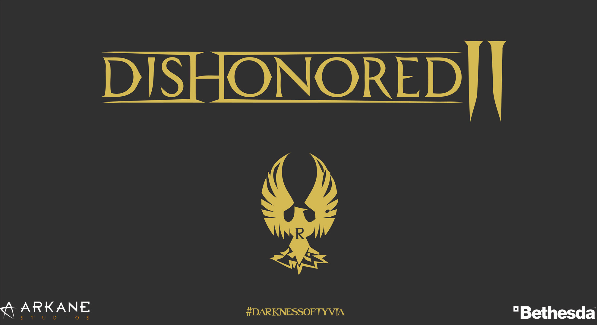 Dishonored 2, Logo, Arkane Studios, Bethesda, Oro, Full HD, sfondo Windows 11