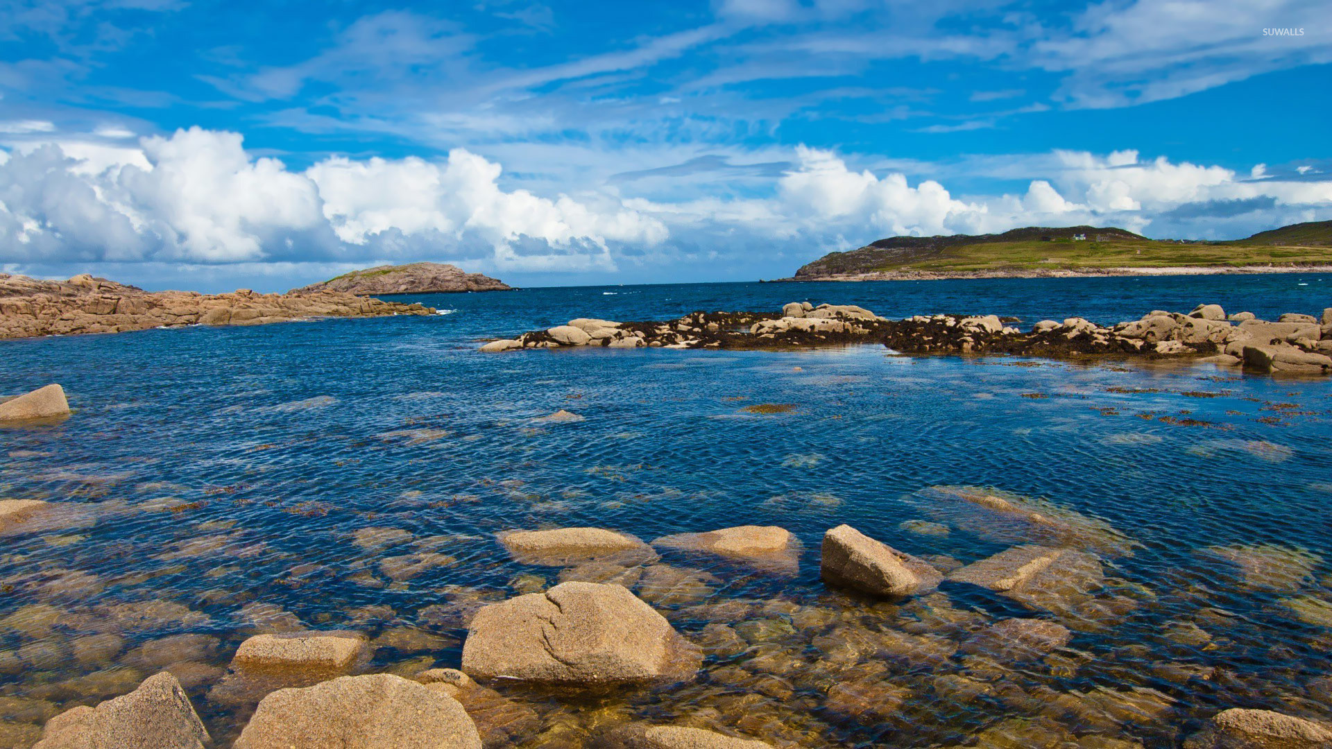 Rocce, Mare, Nuvole, Full HD 1080p, sfondo desktop