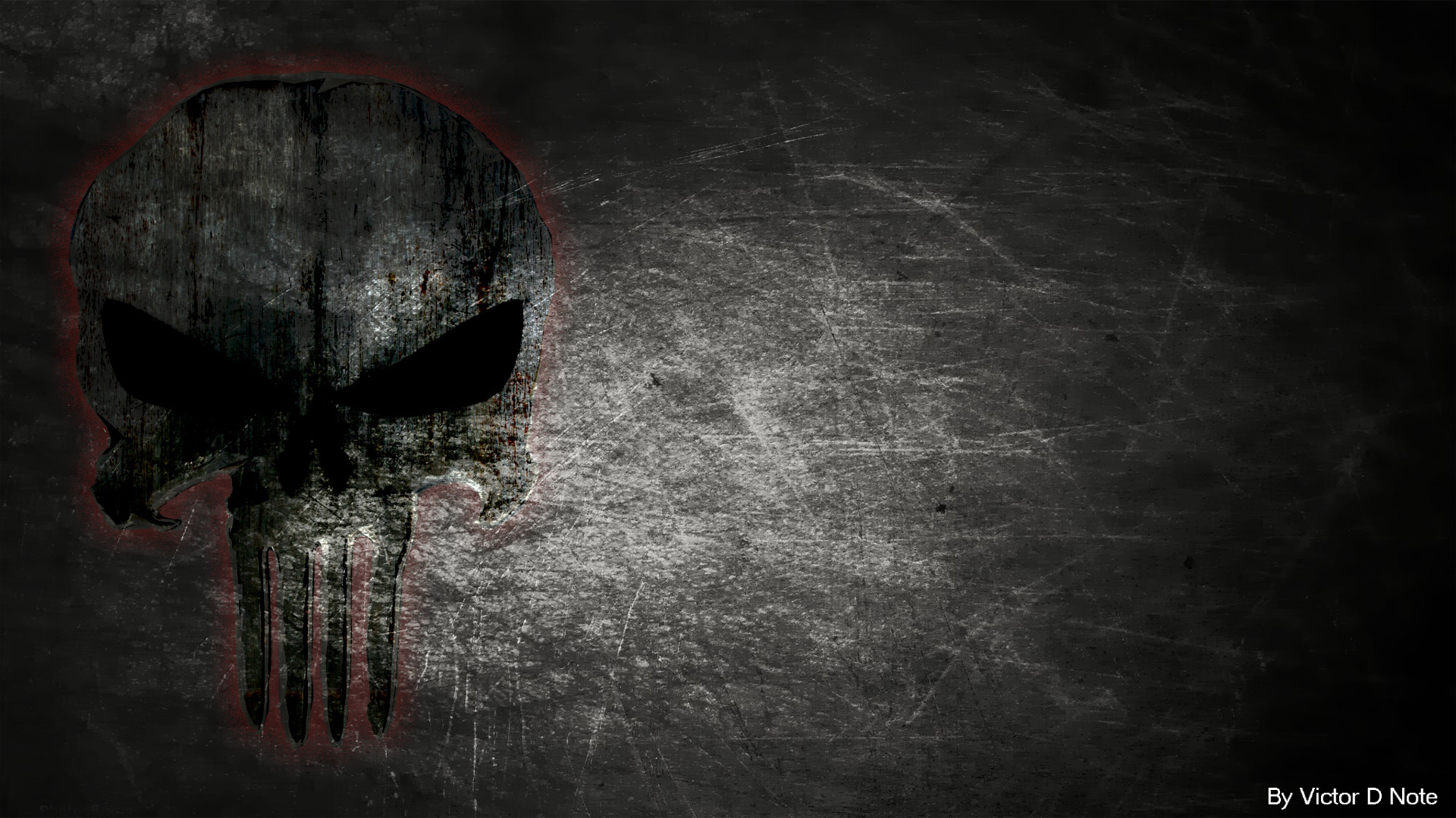 Teschio del Punitore, The Punisher, Texture graffiata, Grigio scuro, sfondo desktop 1920x1080