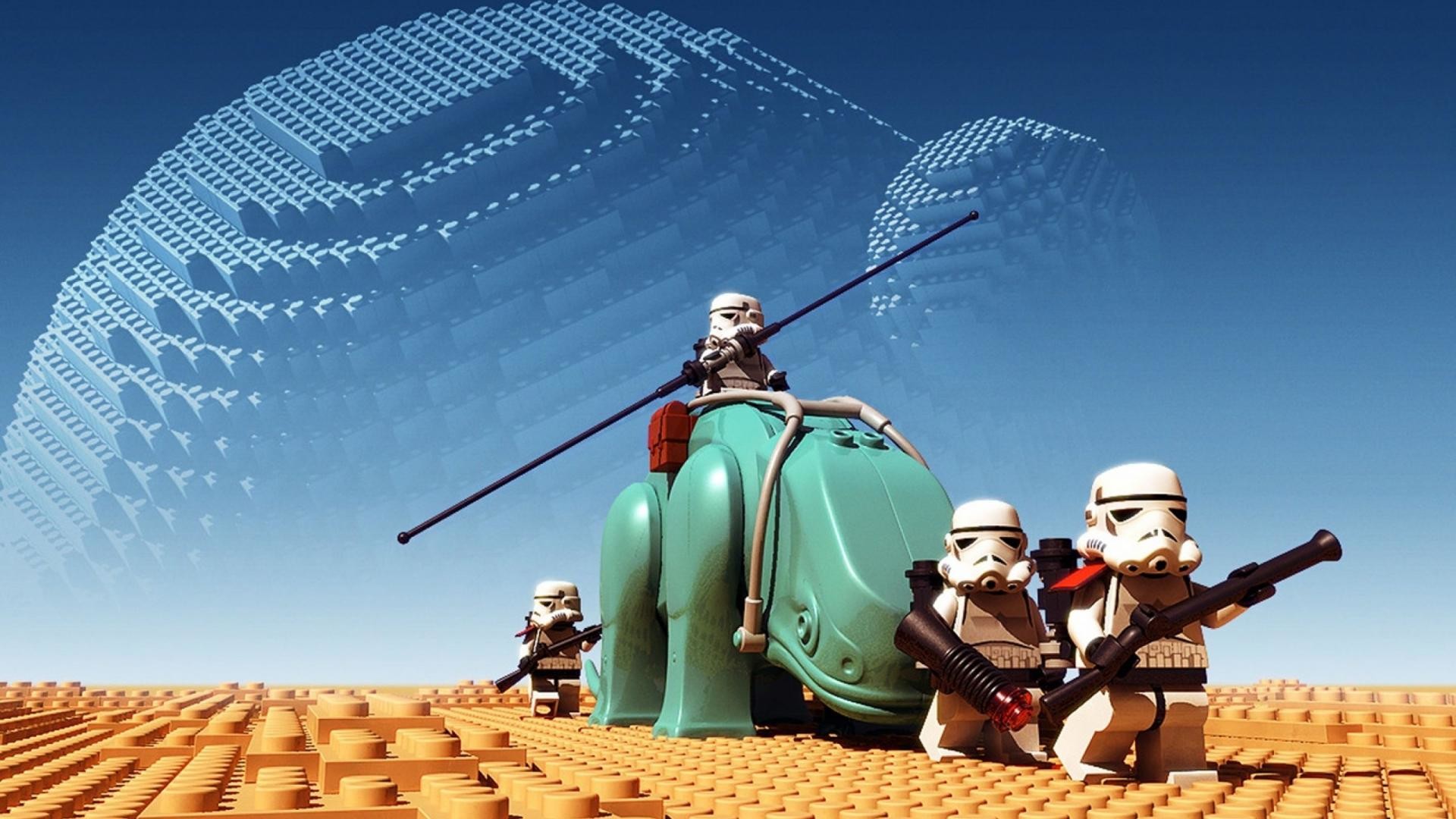 Sandtrooper, Dewback, Star Wars, LEGO, Deserto, Full HD, sfondo per PC