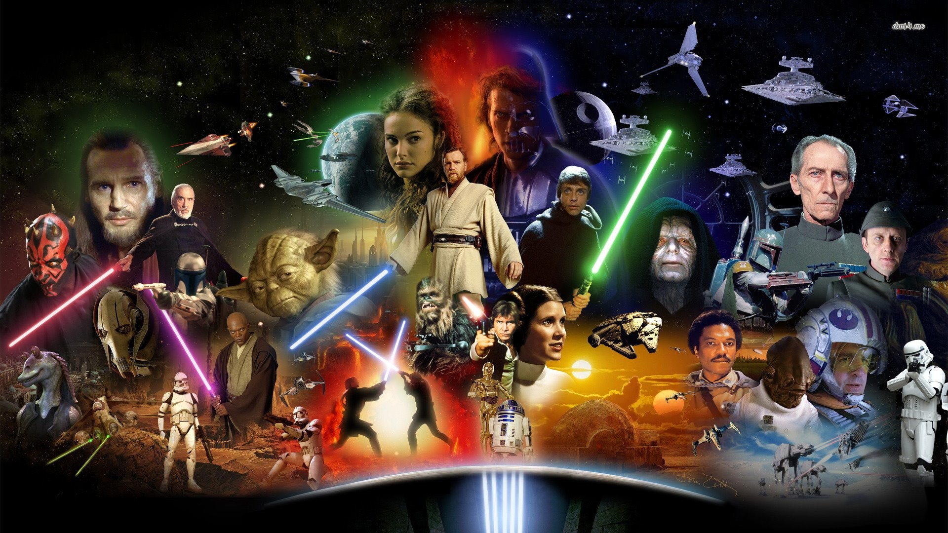 Star Wars, Darth Vader, Yoda, Luke Skywalker, Padmé Amidala, Saga, sfondo Full HD per computer