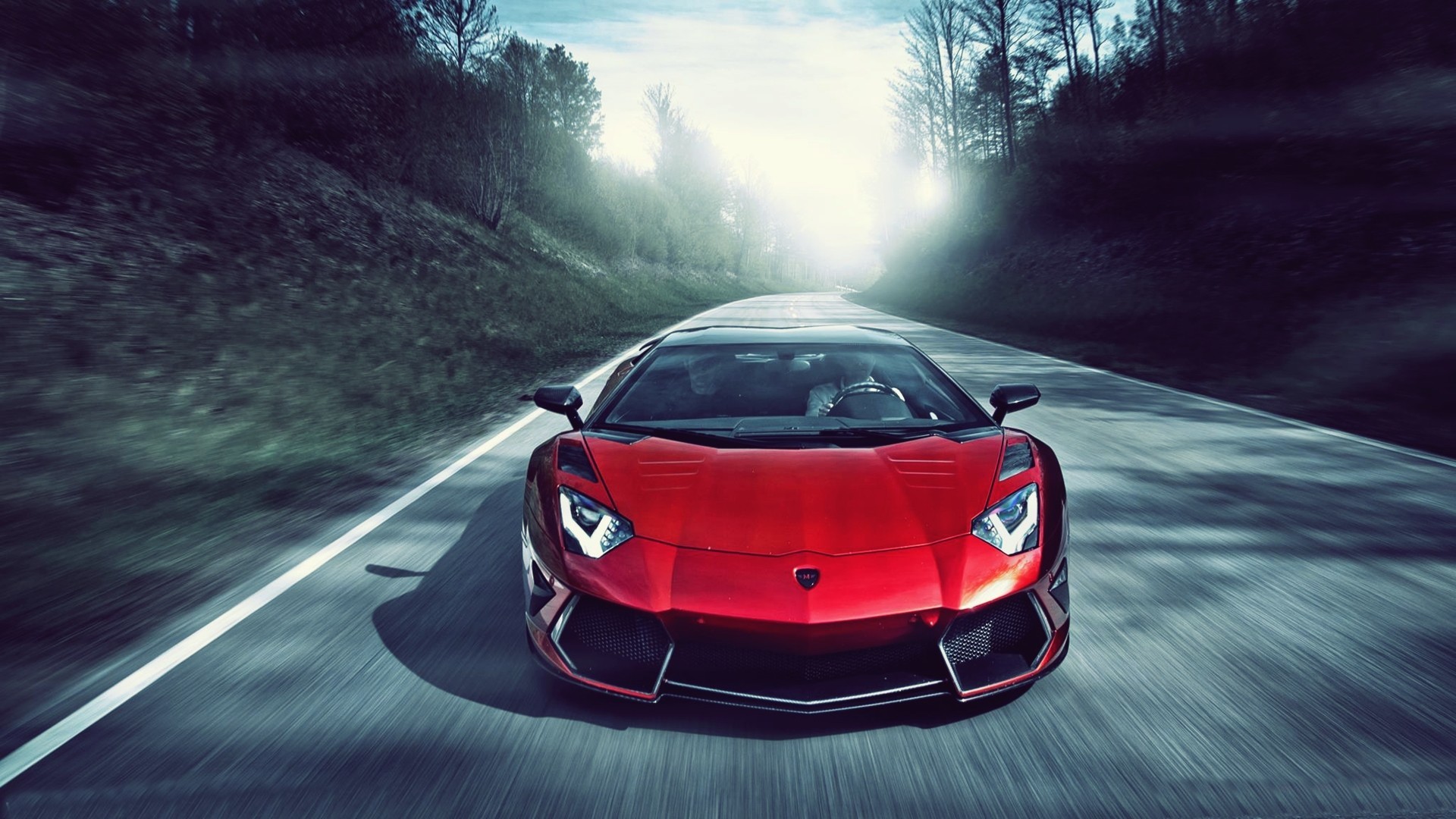 Lamborghini Aventador, Rosso, Strada, Mosso, Full HD, wallpaper per PC