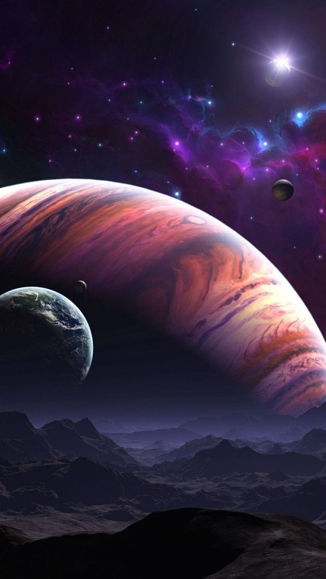 Pianeti, Nebulosa, Spazio, Fantascienza, Full HD, sfondo verticale per cellulare