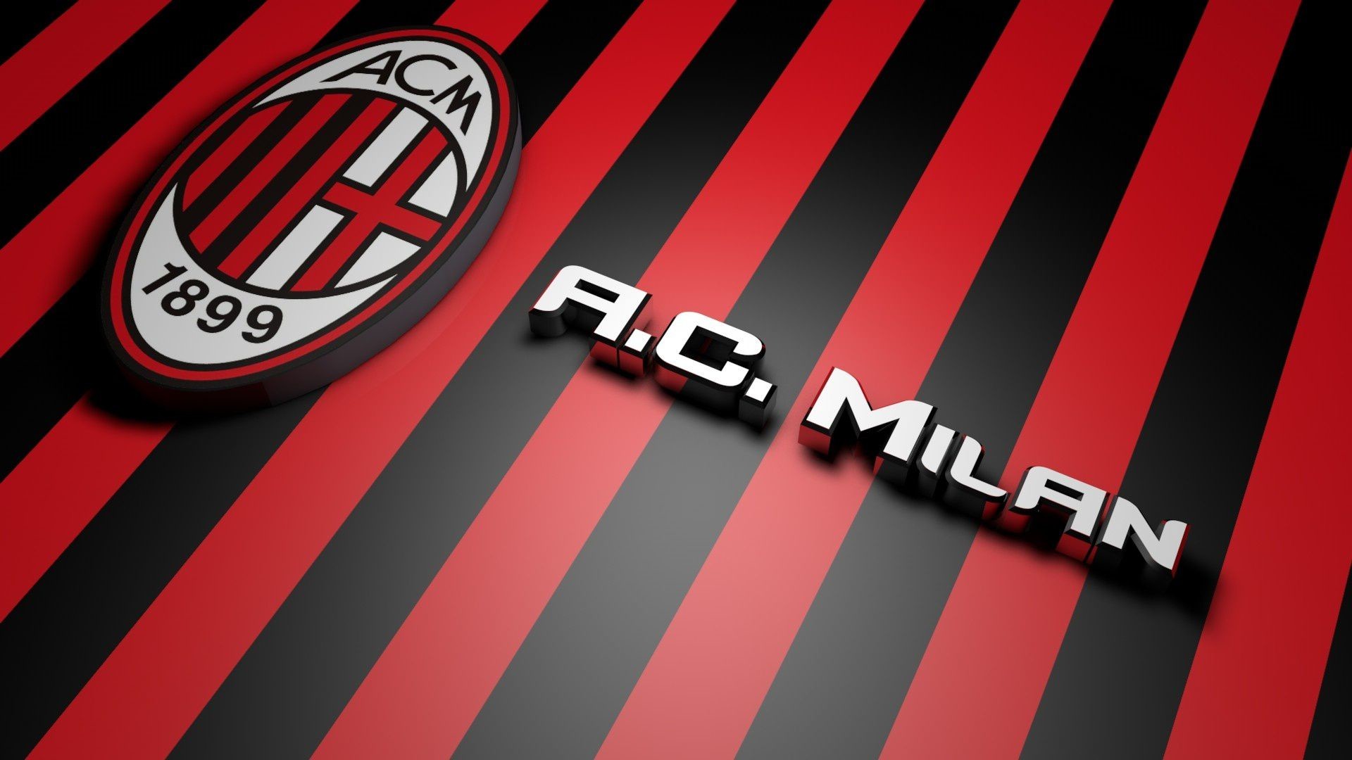 Stemma AC Milan, AC Milan, Strisce rossonere, 3D, 16:9 Full HD, sfondo widescreen