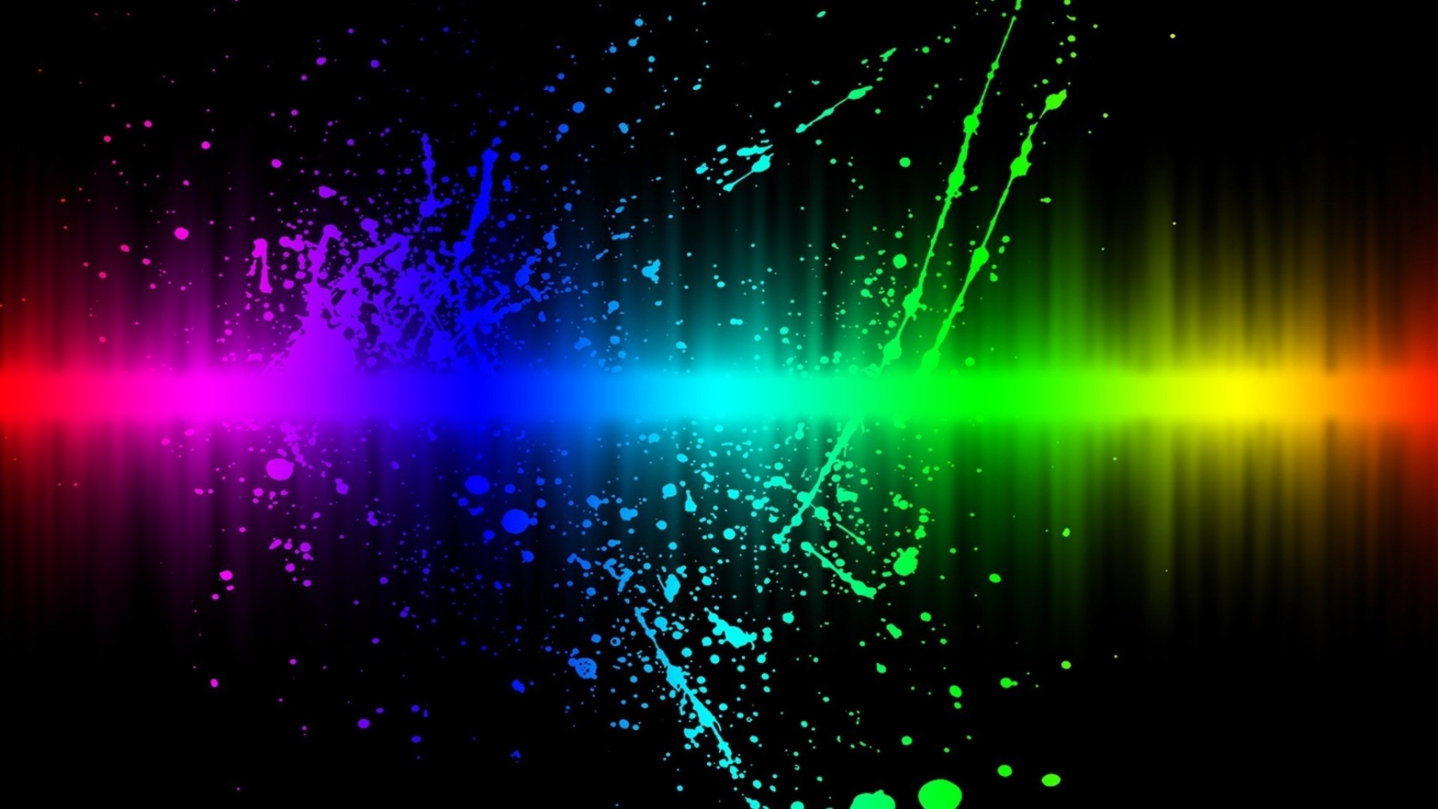 Arcobaleno, Schizzi di vernice, Luce, Sfondo nero, Full HD, wallpaper desktop