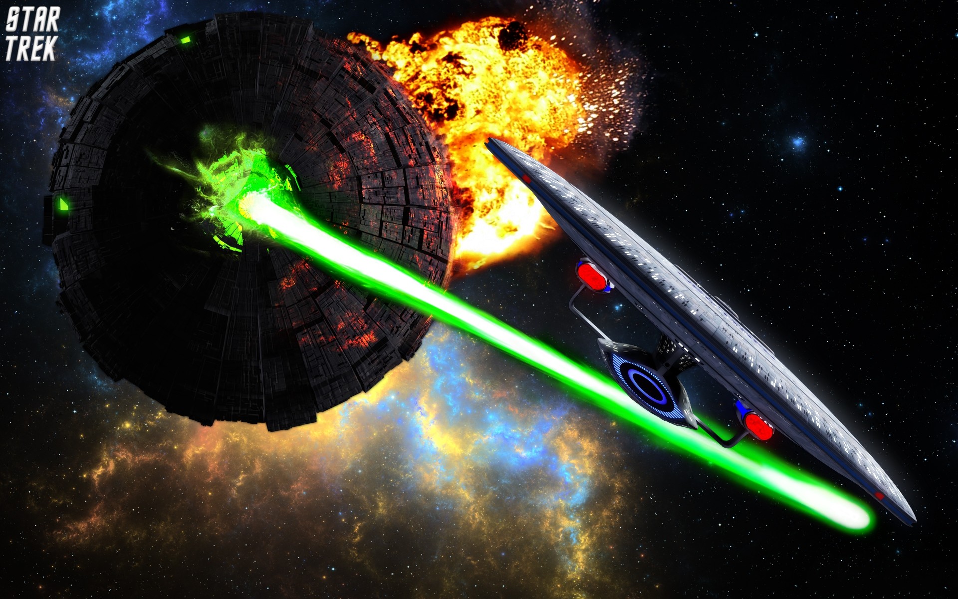 Star Trek, Raggio laser, Esplosione, Battaglia spaziale, 1920x1200, immagine di sfondo