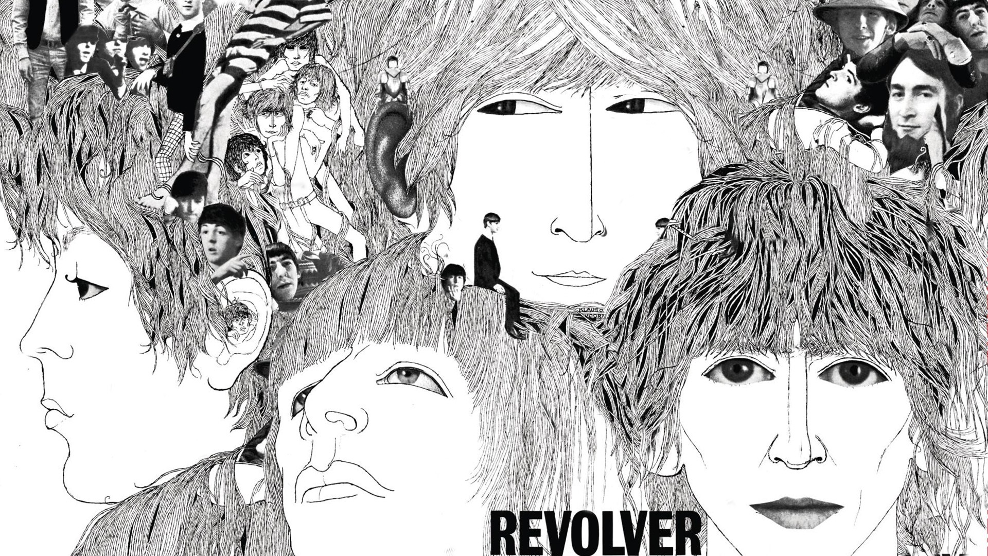 The Beatles, Revolver, Copertina album, Disegno a china, 1920x1080, sfondo per PC