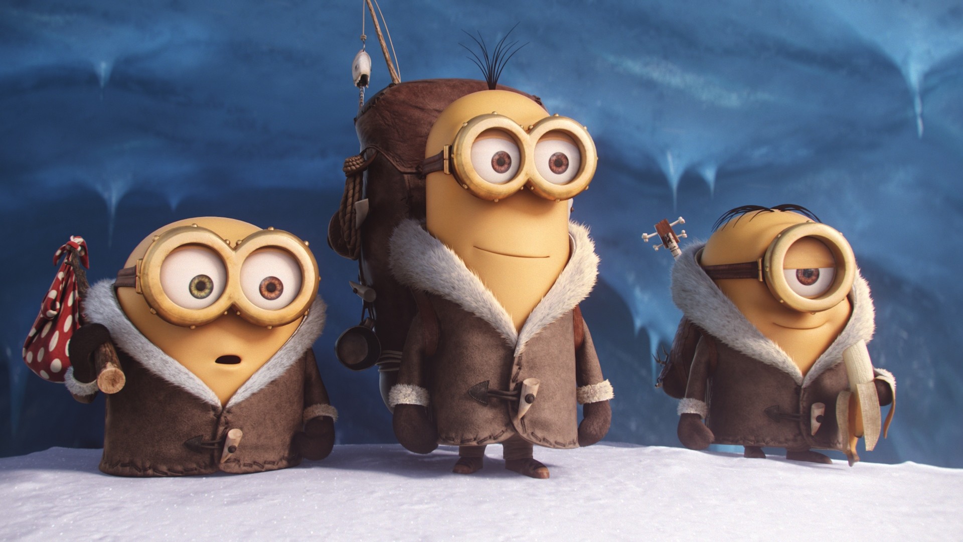 Kevin, Stuart, Bob, Minions, Neve, Giacche, 1920x1080, immagine di sfondo