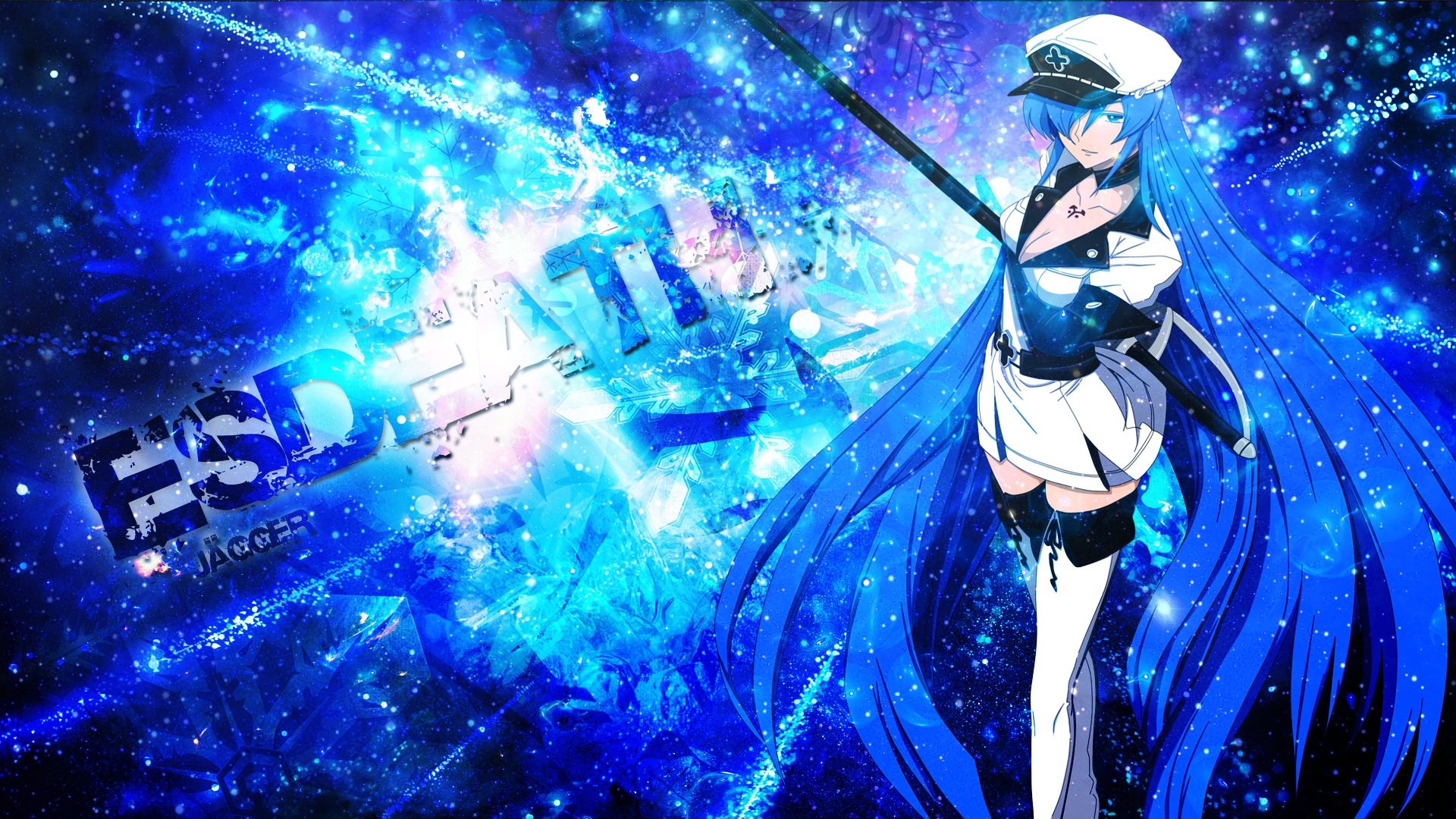 Esdeath, Akame ga Kill!, Spazio, Blu, Full HD, sfondo per portatile