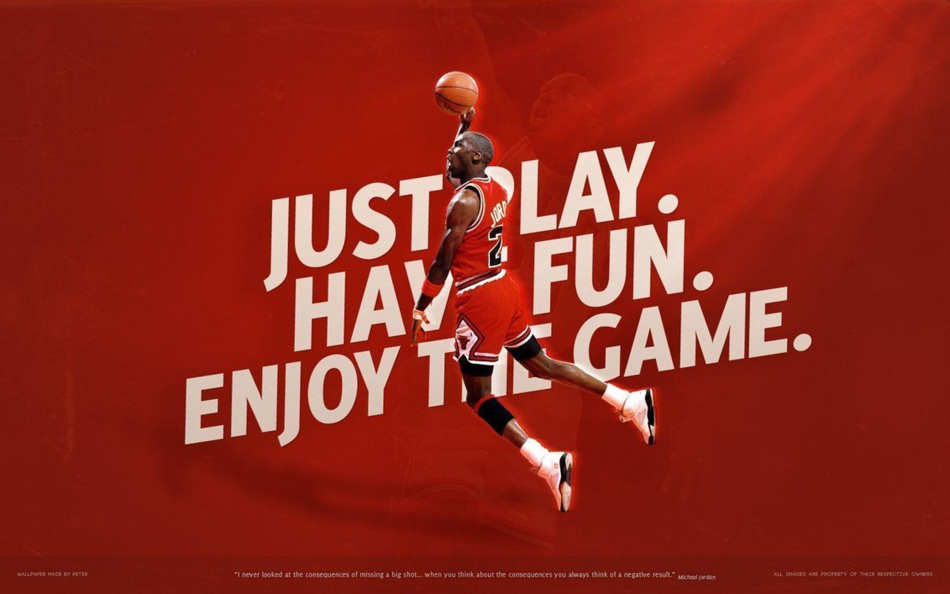 Michael Jordan, Just Play, Citazione, Rosso, 1920x1200, immagine di sfondo